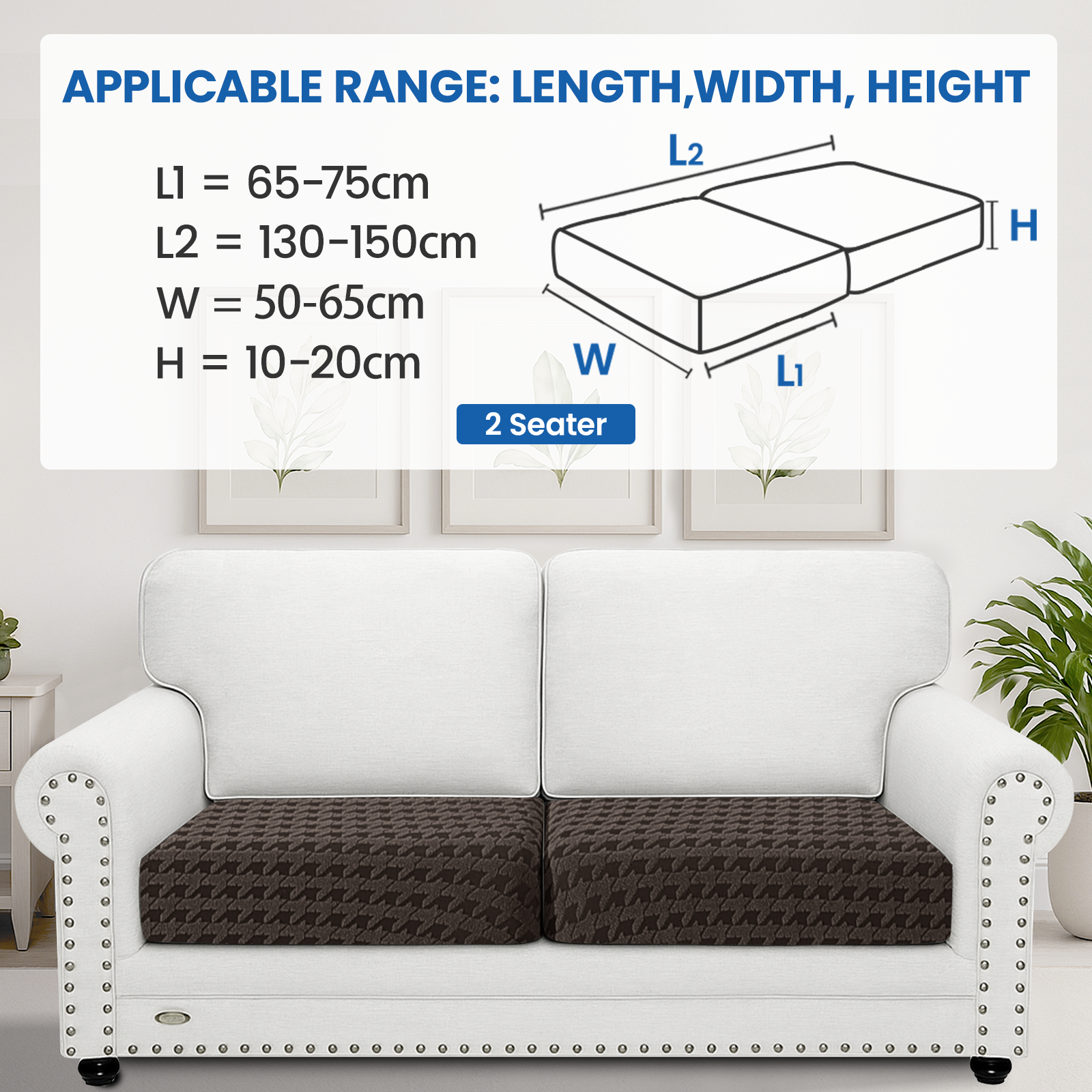 Ystyle 2-Piece Set Sofa Seat Covers, 1-Seat, Elastic & Universal Sofa Cushion Covers