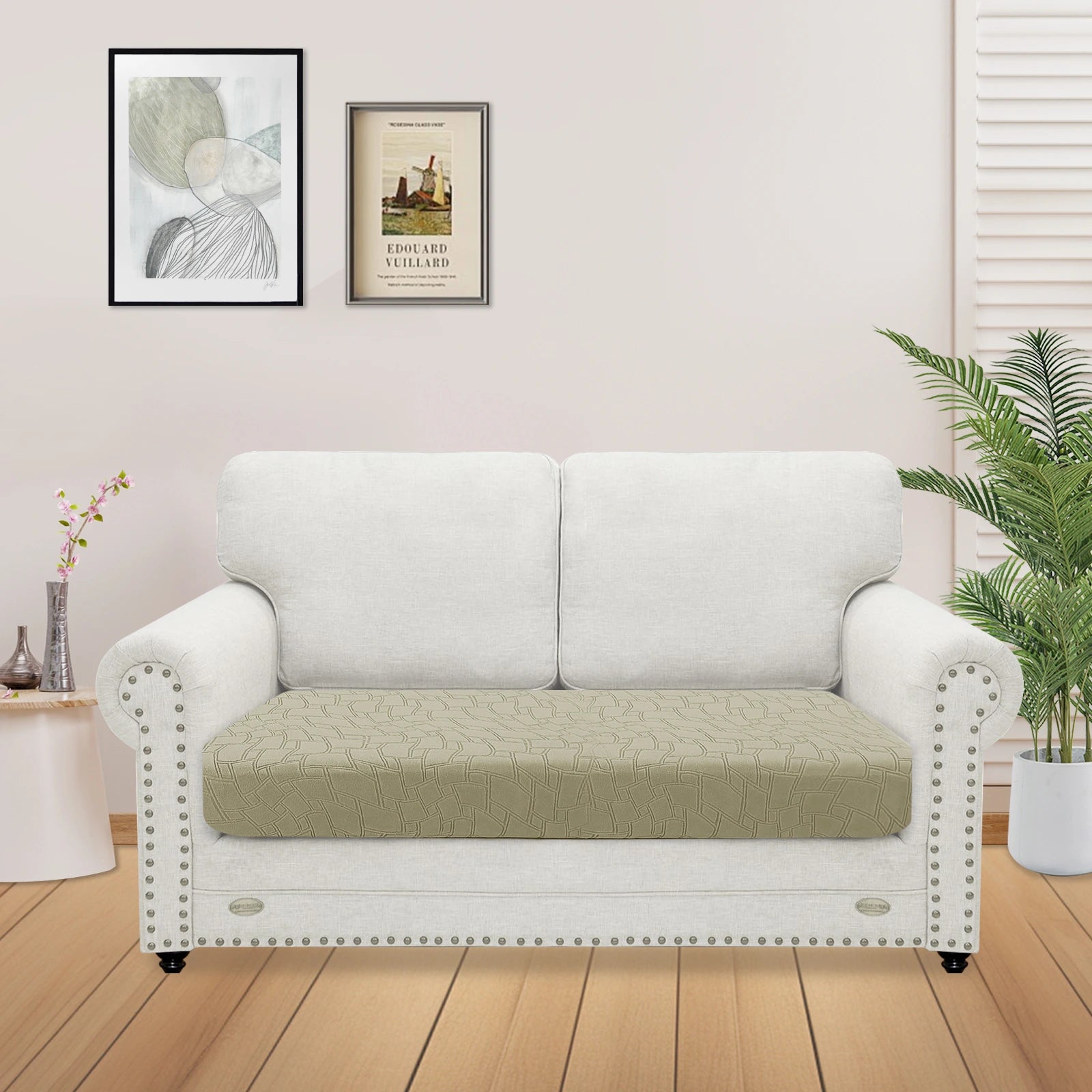 YSTYLE 2 Seater Sofa Cushion Cover – Stretch Fit, Anti-Slip, Geometric Design, Universal Use, Washable-MouthPiece