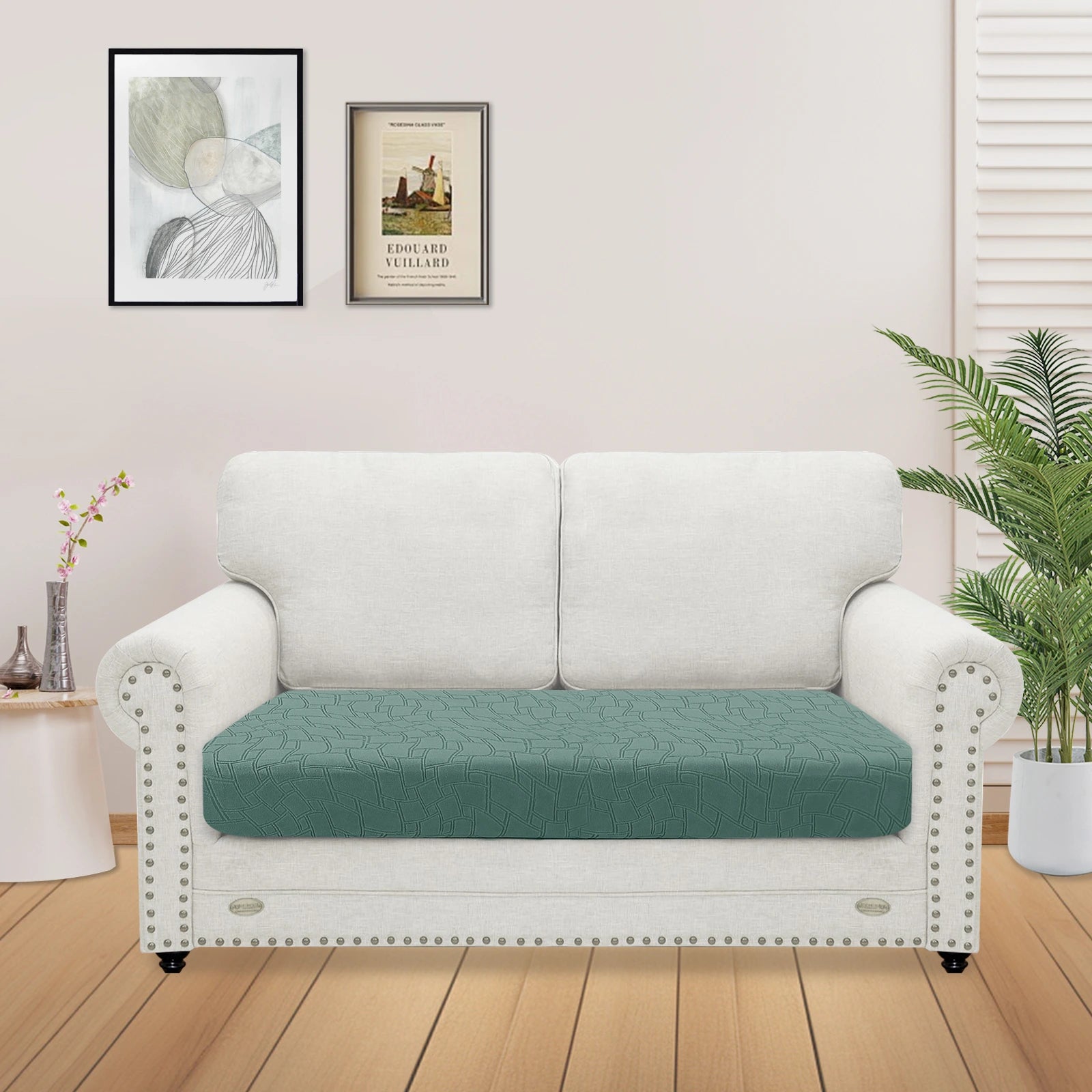 YSTYLE 2 Seater Sofa Cushion Cover – Stretch Fit, Anti-Slip, Geometric Design, Universal Use, Washable-MouthPiece