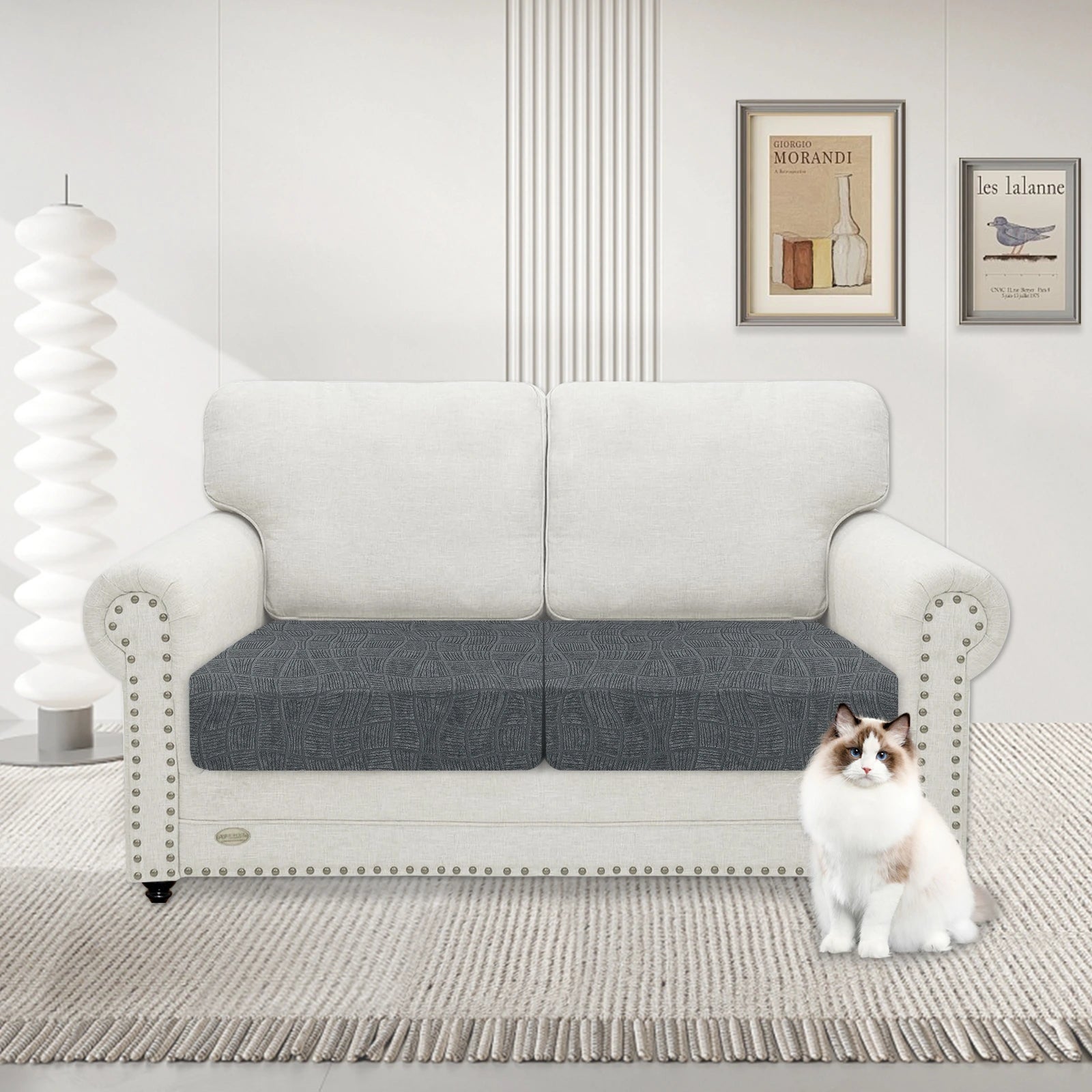 YSTYLE 2 Pieces WaterProof Cushion Cover – Stretch Fit, Anti-Slip, Elastic, Washable, Universal Use-Ripple