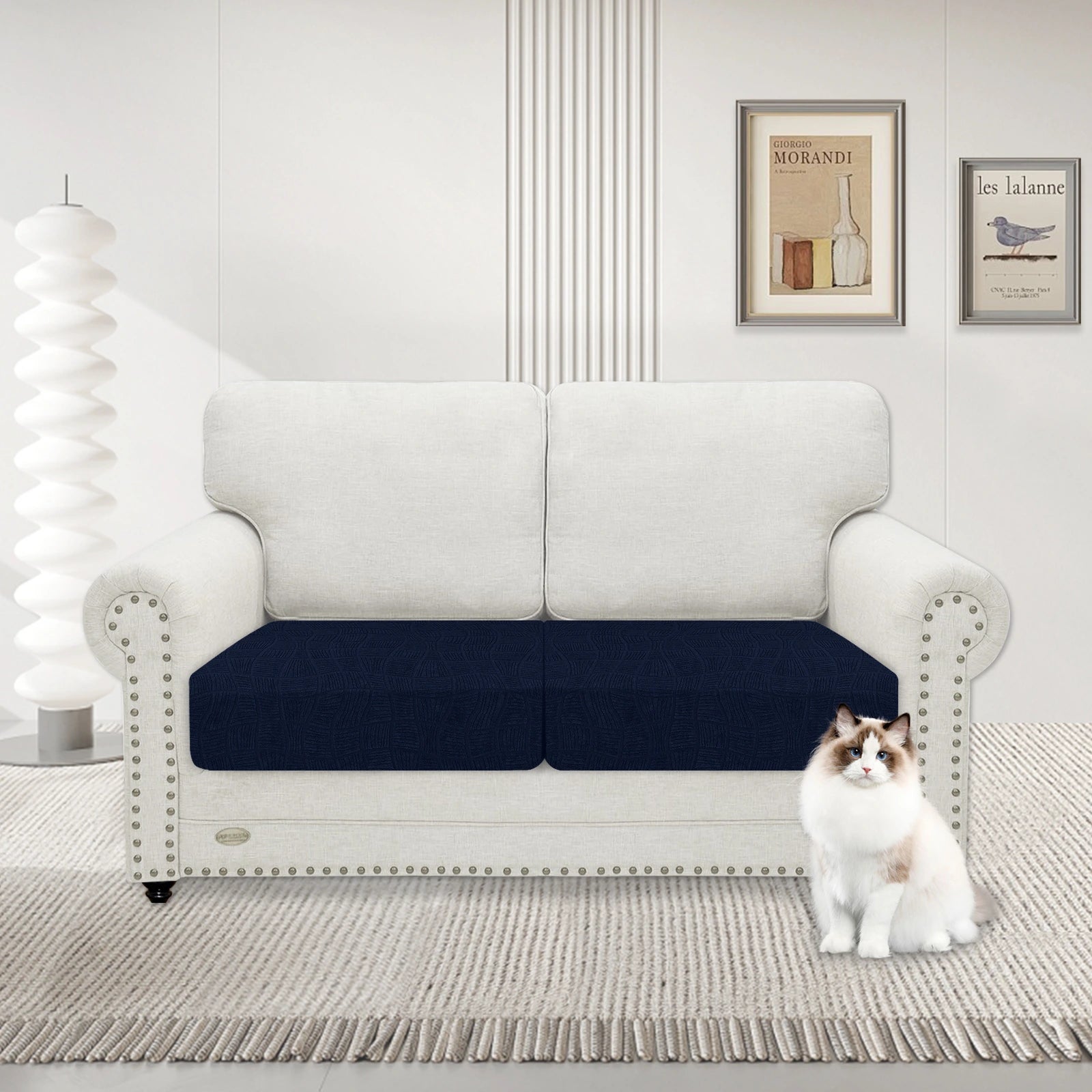 YSTYLE 2 Pieces WaterProof Cushion Cover – Stretch Fit, Anti-Slip, Elastic, Washable, Universal Use-Ripple