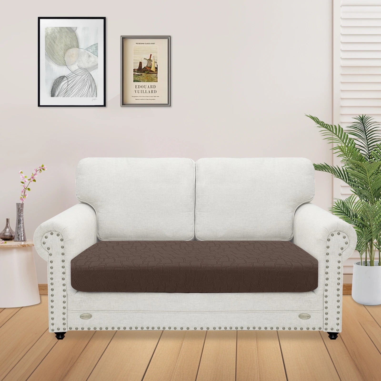 YSTYLE 2 Seater Sofa Cushion Cover – Stretch Fit, Anti-Slip, Geometric Design, Universal Use, Washable-MouthPiece