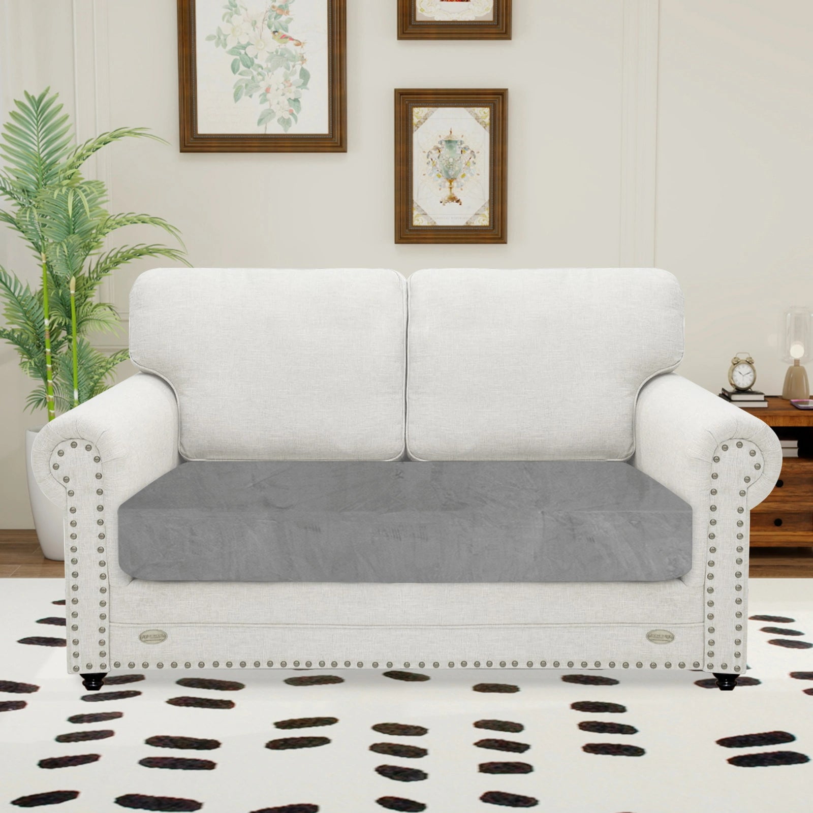 YSTYLE 2 Seater Velvet Cushion Cover – Stretch Fit, Anti-Slip, Universal for Separate Sofa Cushions