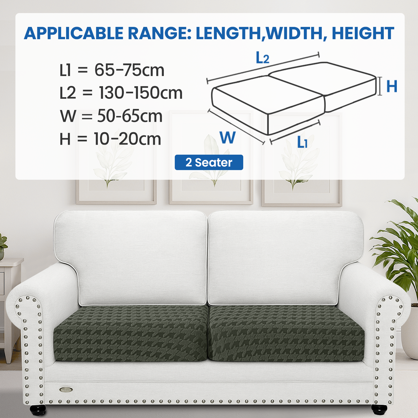 Ystyle 2-Piece Set Sofa Seat Covers, 1-Seat, Elastic & Universal Sofa Cushion Covers