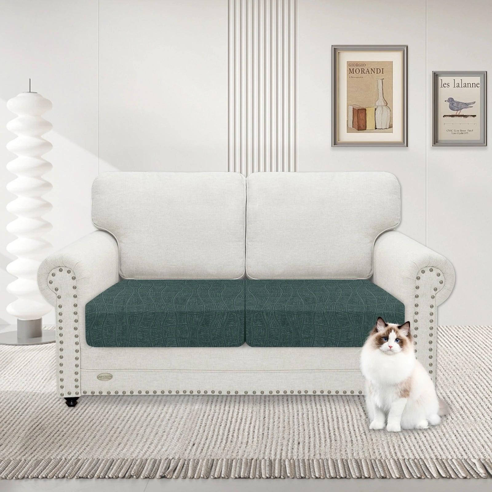 YSTYLE 2 Pieces WaterProof Cushion Cover – Stretch Fit, Anti-Slip, Elastic, Washable, Universal Use-Ripple