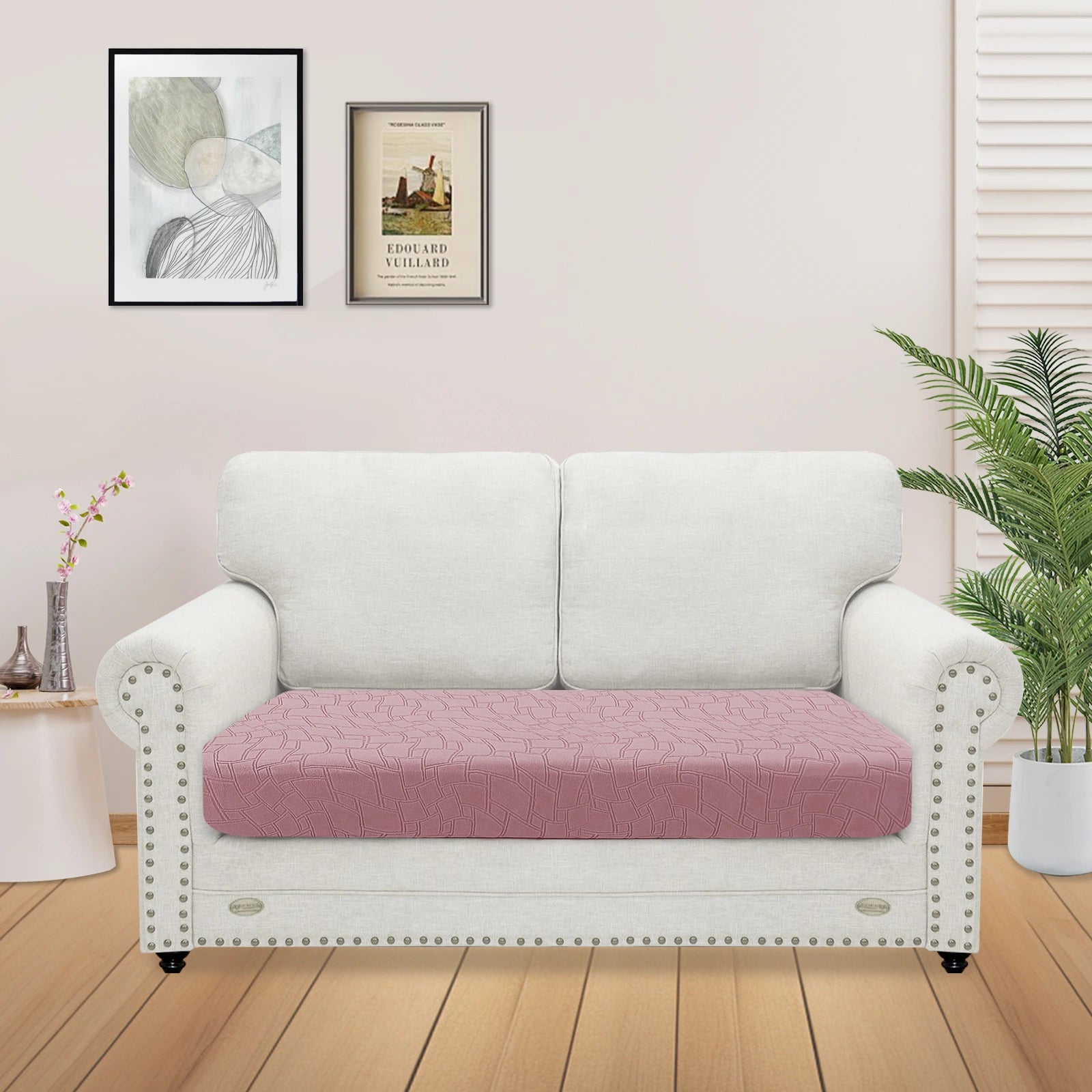 YSTYLE 2 Seater Sofa Cushion Cover – Stretch Fit, Anti-Slip, Geometric Design, Universal Use, Washable-MouthPiece