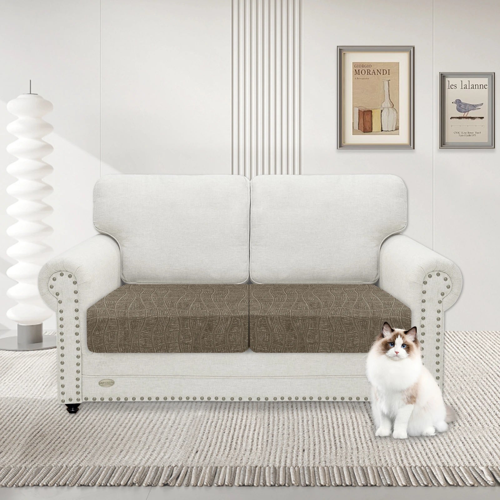 YSTYLE 2 Pieces WaterProof Cushion Cover – Stretch Fit, Anti-Slip, Elastic, Washable, Universal Use-Ripple