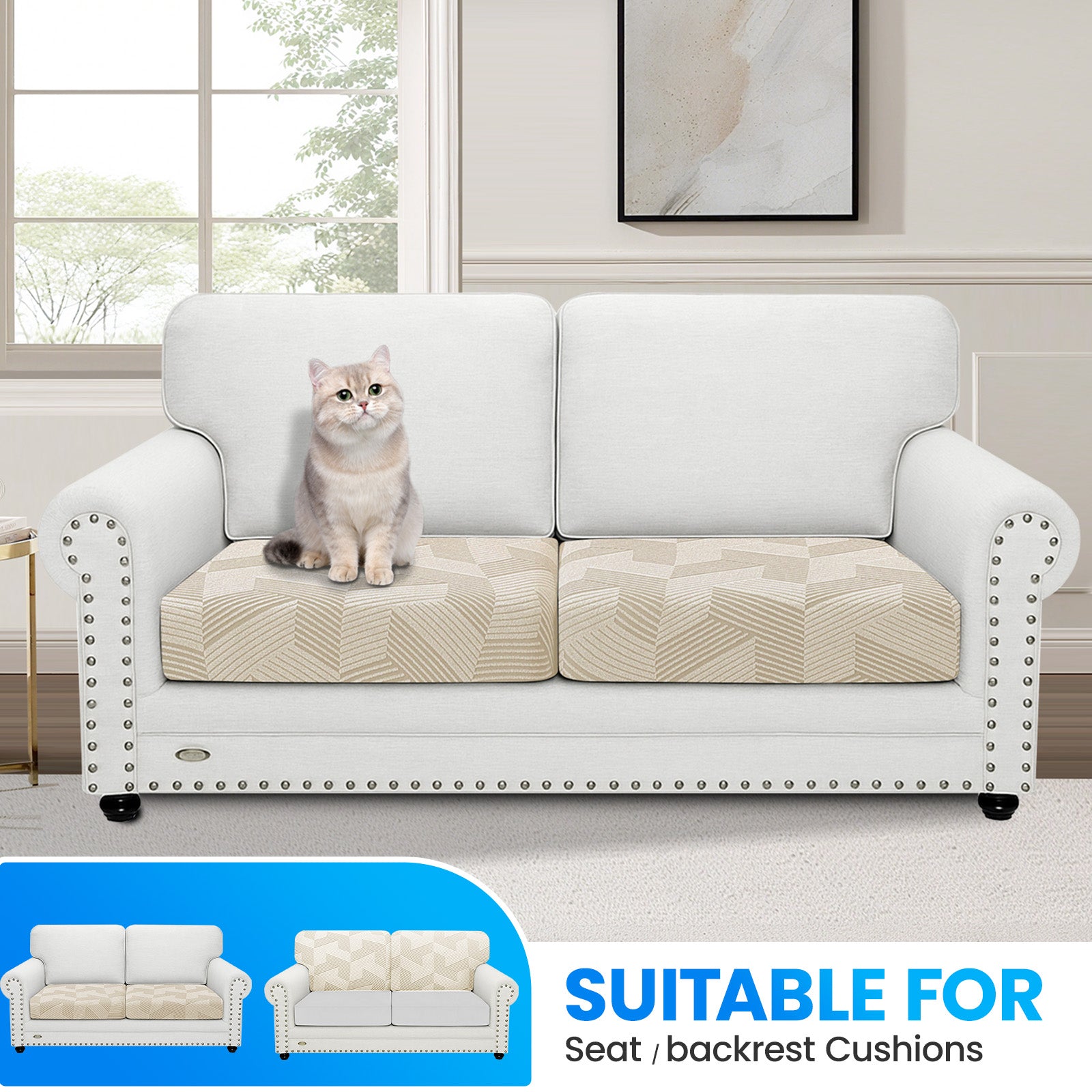 Ystyle 2 Piece Universal 1 Seater Stretch Sofa Cushion Cover-YSTYLE