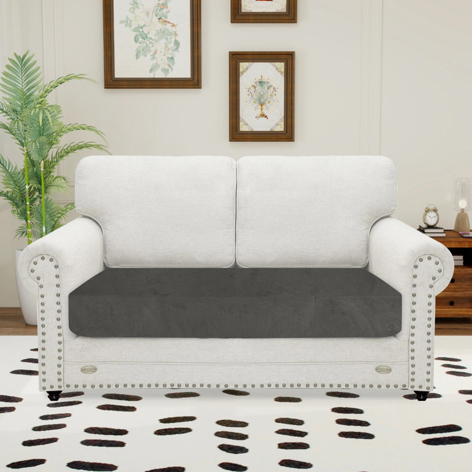 YSTYLE 2 Seater Velvet Cushion Cover – Stretch Fit, Anti-Slip, Universal for Separate Sofa Cushions