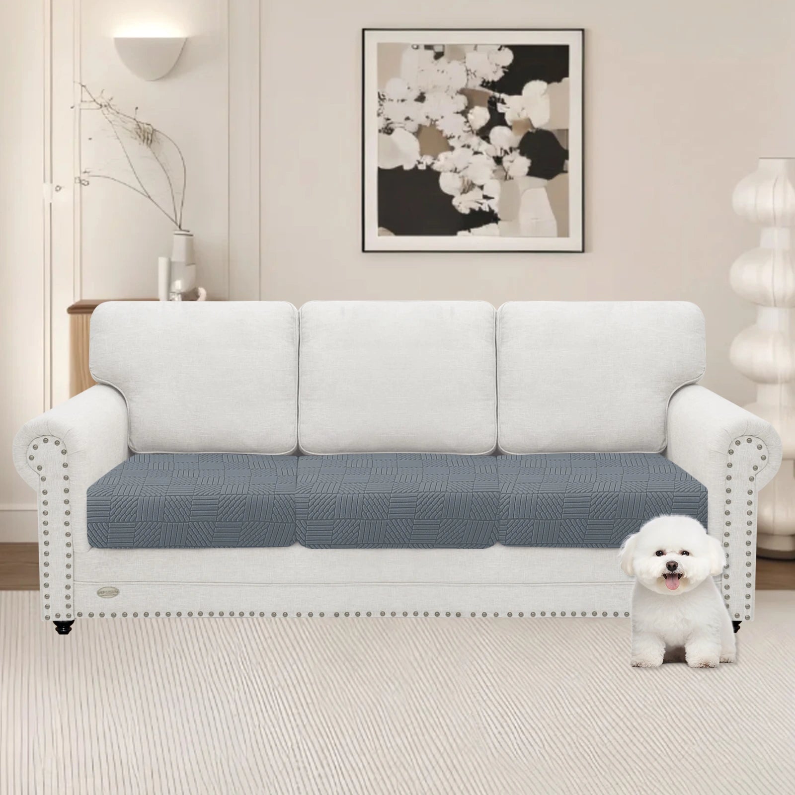 YSTYLE 3 Pieces Sofa Cushion Cover – Stretch Fit, Elastic Bottom, Universal Use, Anti-Slip, Full Protection-Five Line