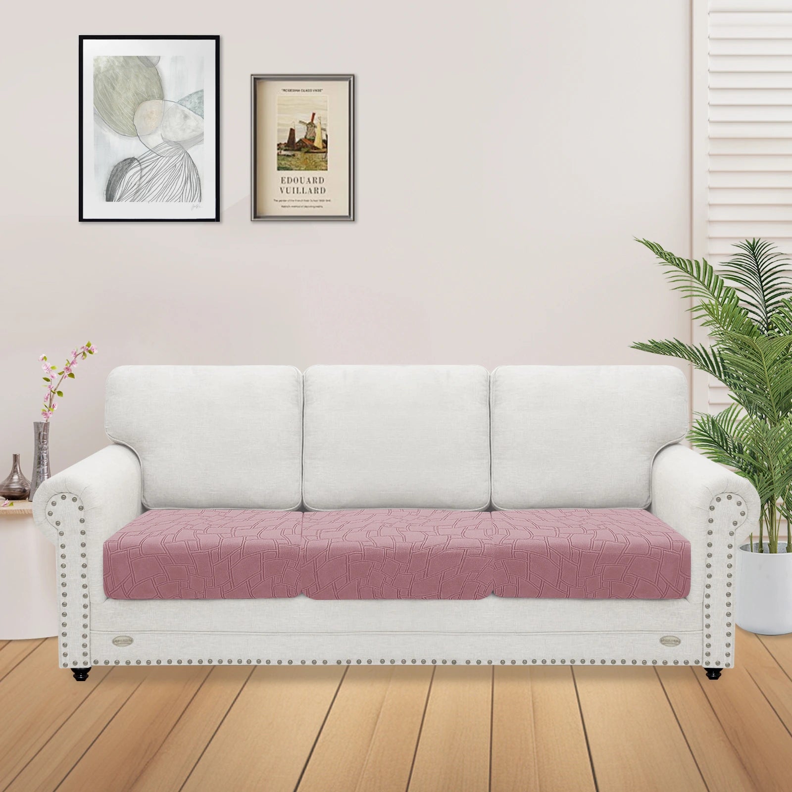 YSTYLE 3 Pieces Sofa Cushion Cover – Stretch Fit, Anti-Slip, Geometric Design, Universal Use, Washable-MouthPiece