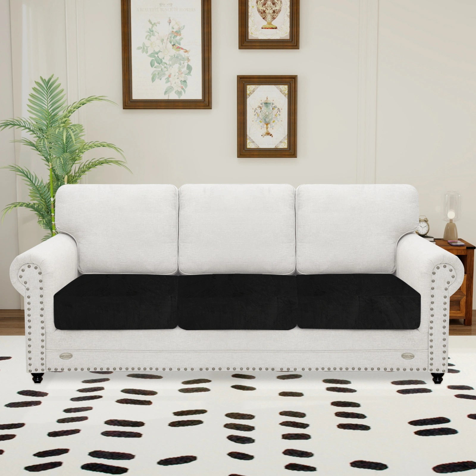 YSTYLE 3 Pieces Velvet Stretch Sofa Seat Cover 1 Seater Anti Slip-YSTYLE