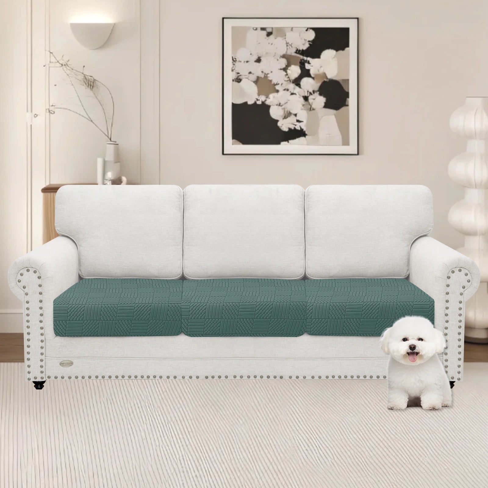 YSTYLE 3 Pieces Sofa Cushion Cover – Stretch Fit, Elastic Bottom, Universal Use, Anti-Slip, Full Protection-Five Line