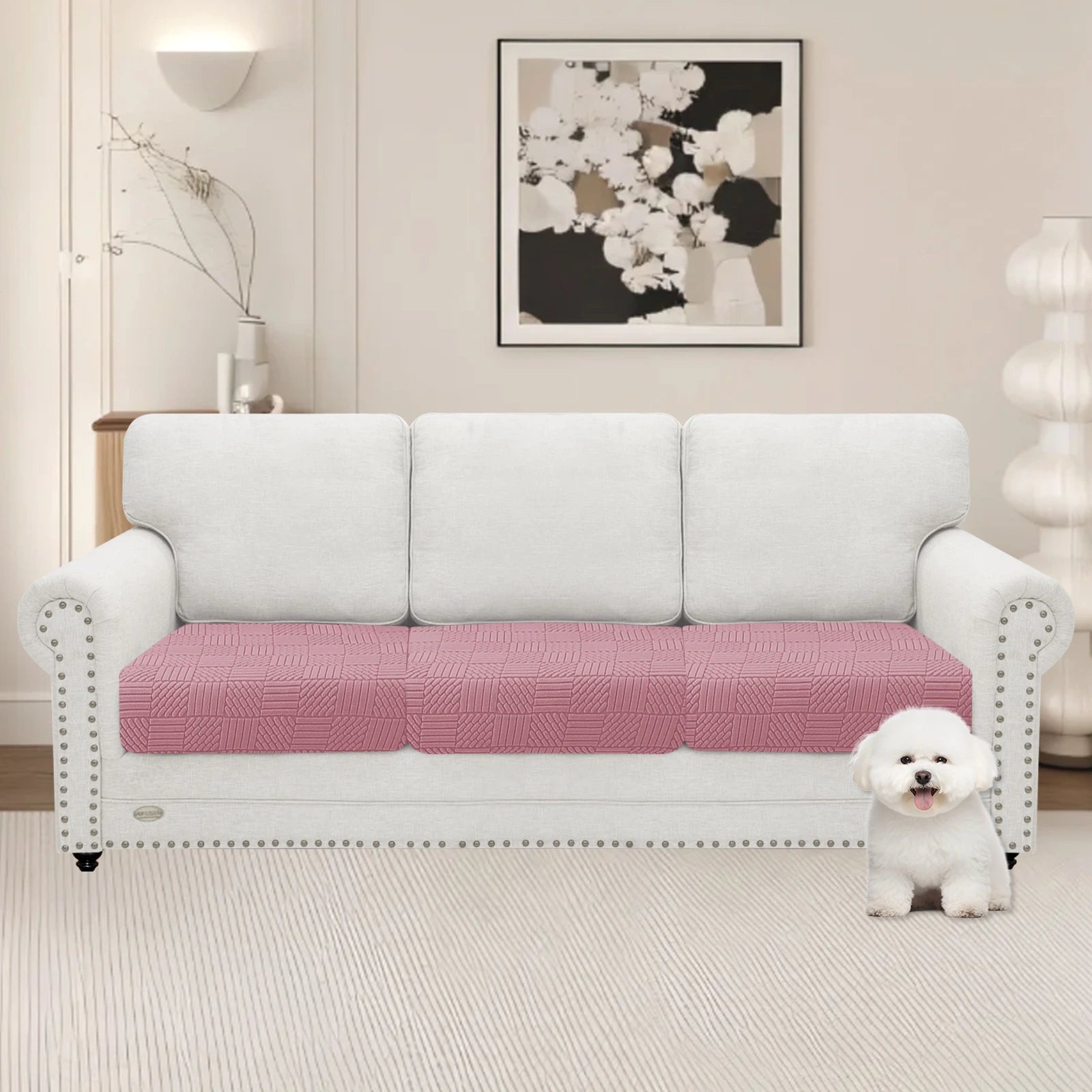 YSTYLE 3 Pieces Sofa Cushion Cover – Stretch Fit, Elastic Bottom, Universal Use, Anti-Slip, Full Protection-Five Line