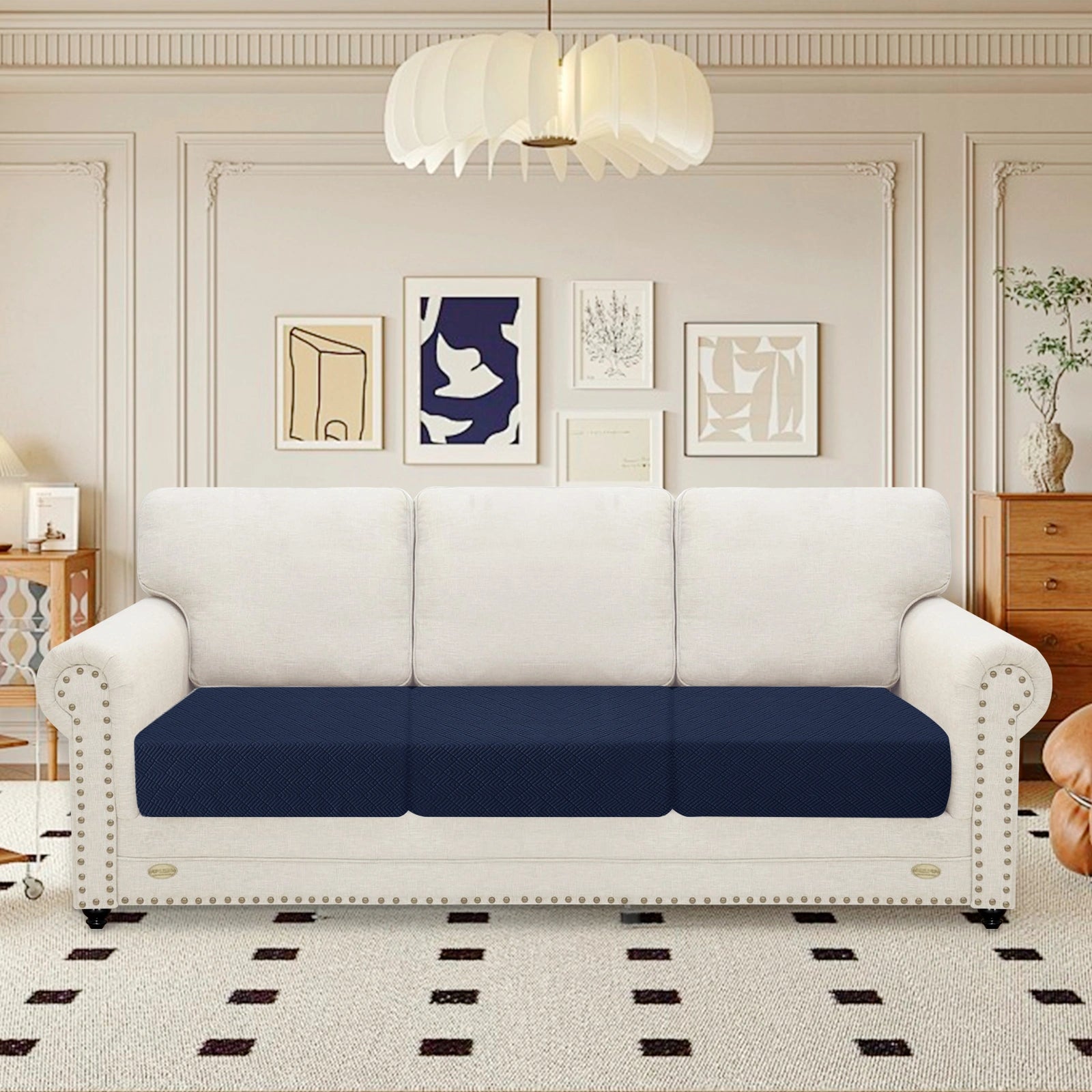 YSTYLE 3 Pieces Sofa Cushion Cover – Stretch Fit, Universal Use, Anti-Slip, Scratch Resistant, Geometric Design-Rhombic