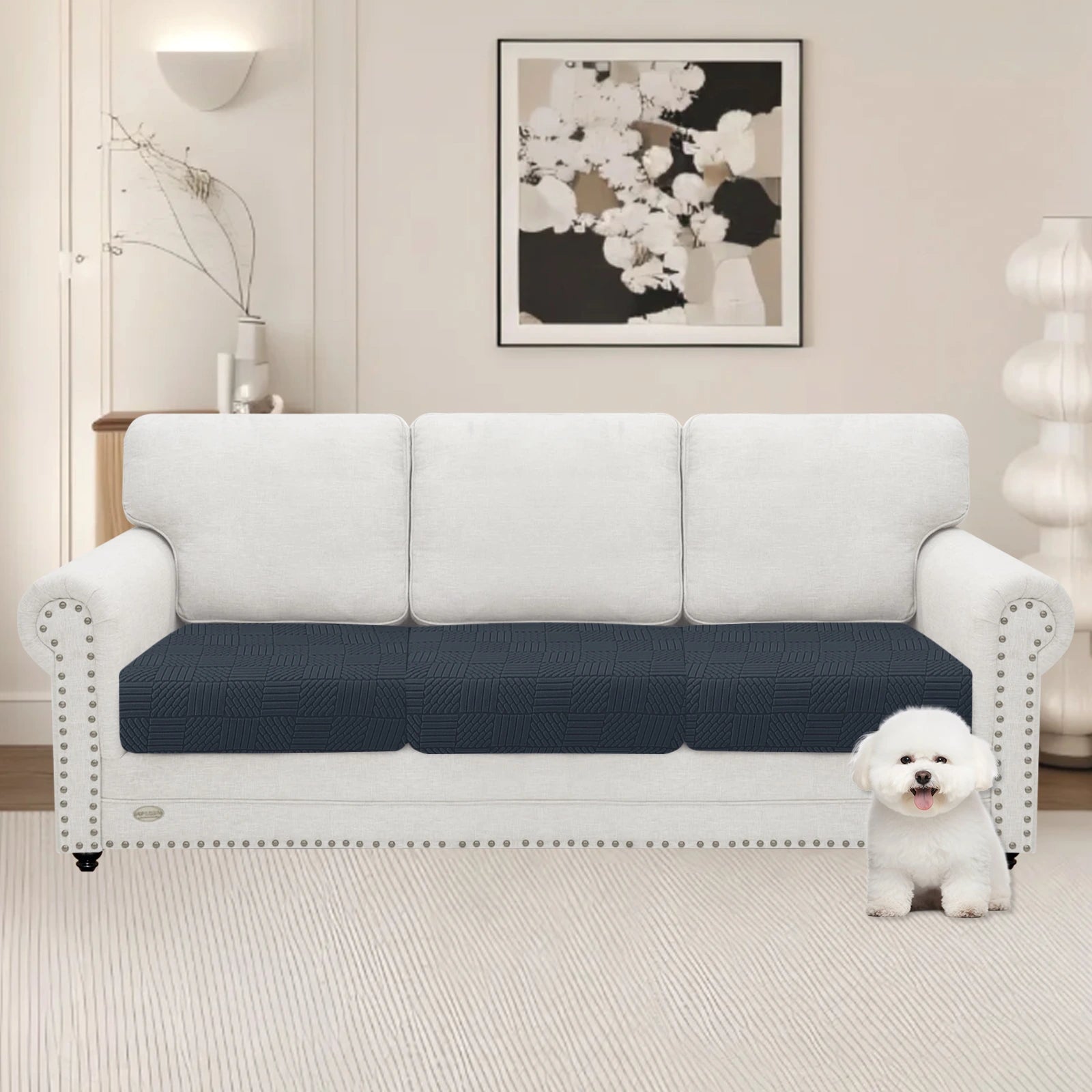 YSTYLE 3 Pieces Sofa Cushion Cover – Stretch Fit, Elastic Bottom, Universal Use, Anti-Slip, Full Protection-Five Line