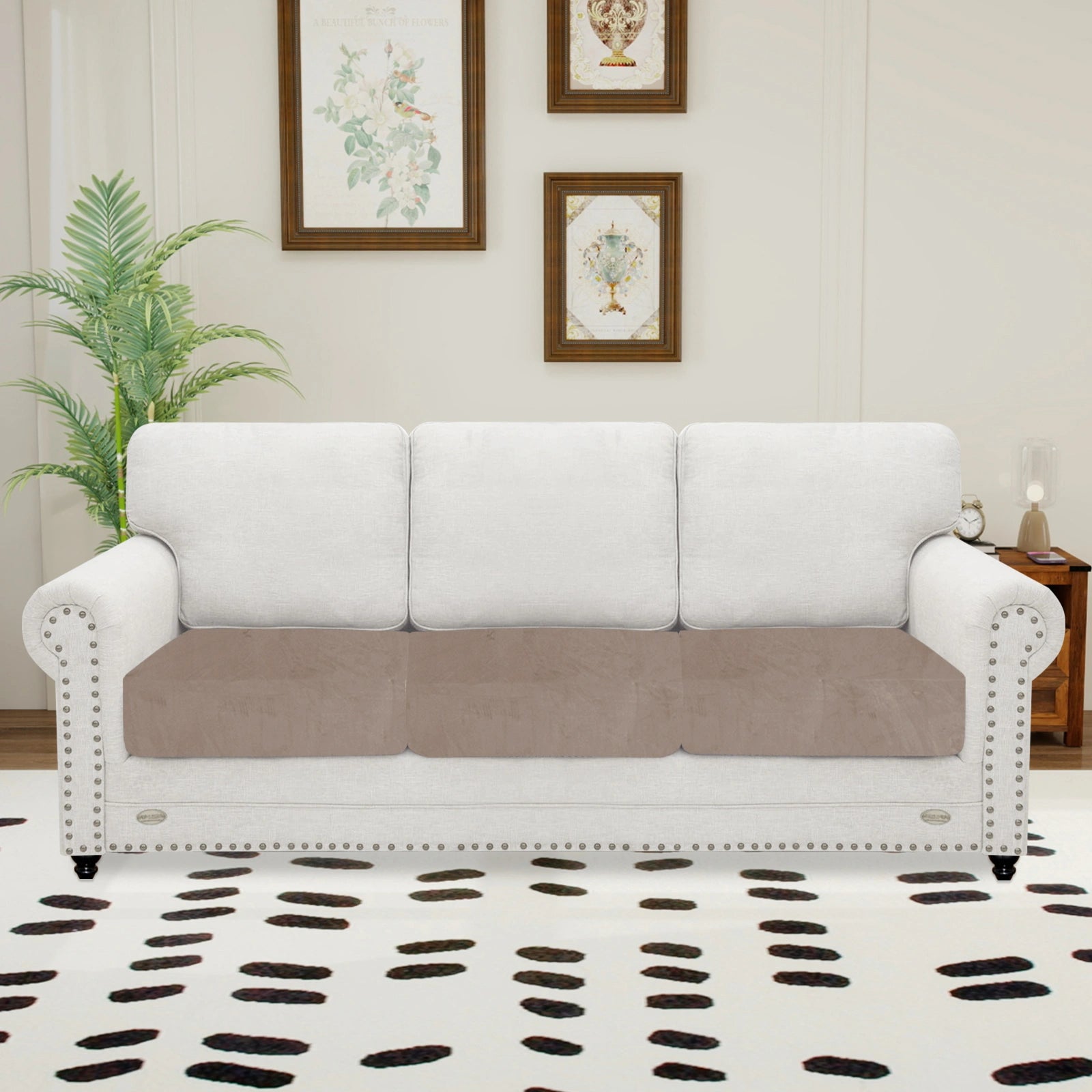 YSTYLE 3 Pieces Velvet Cushion Cover – Stretch Fit, Anti-Slip, Universal for Separate Sofa Cushions