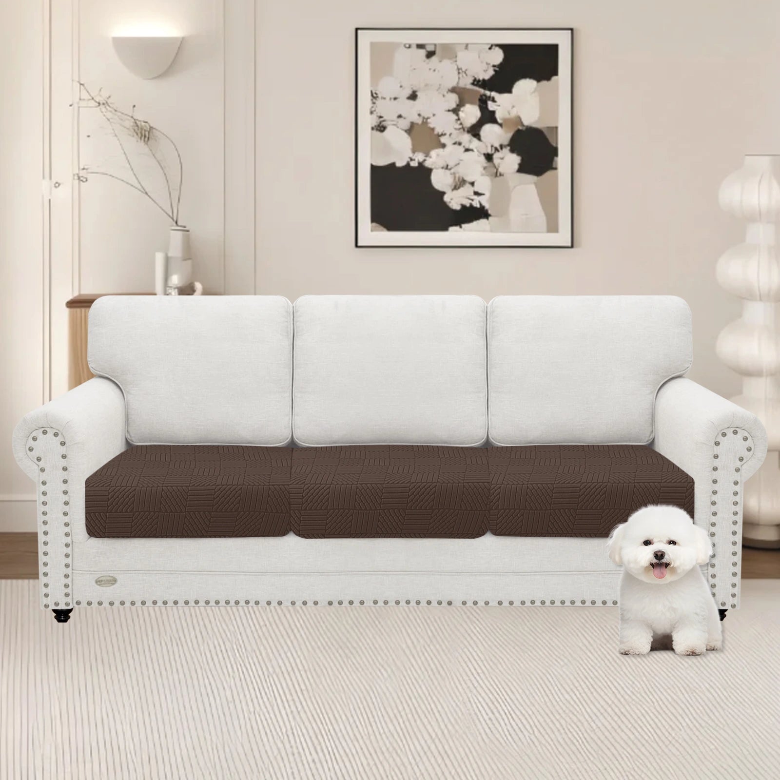 YSTYLE 3 Pieces Sofa Cushion Cover – Stretch Fit, Elastic Bottom, Universal Use, Anti-Slip, Full Protection-Five Line