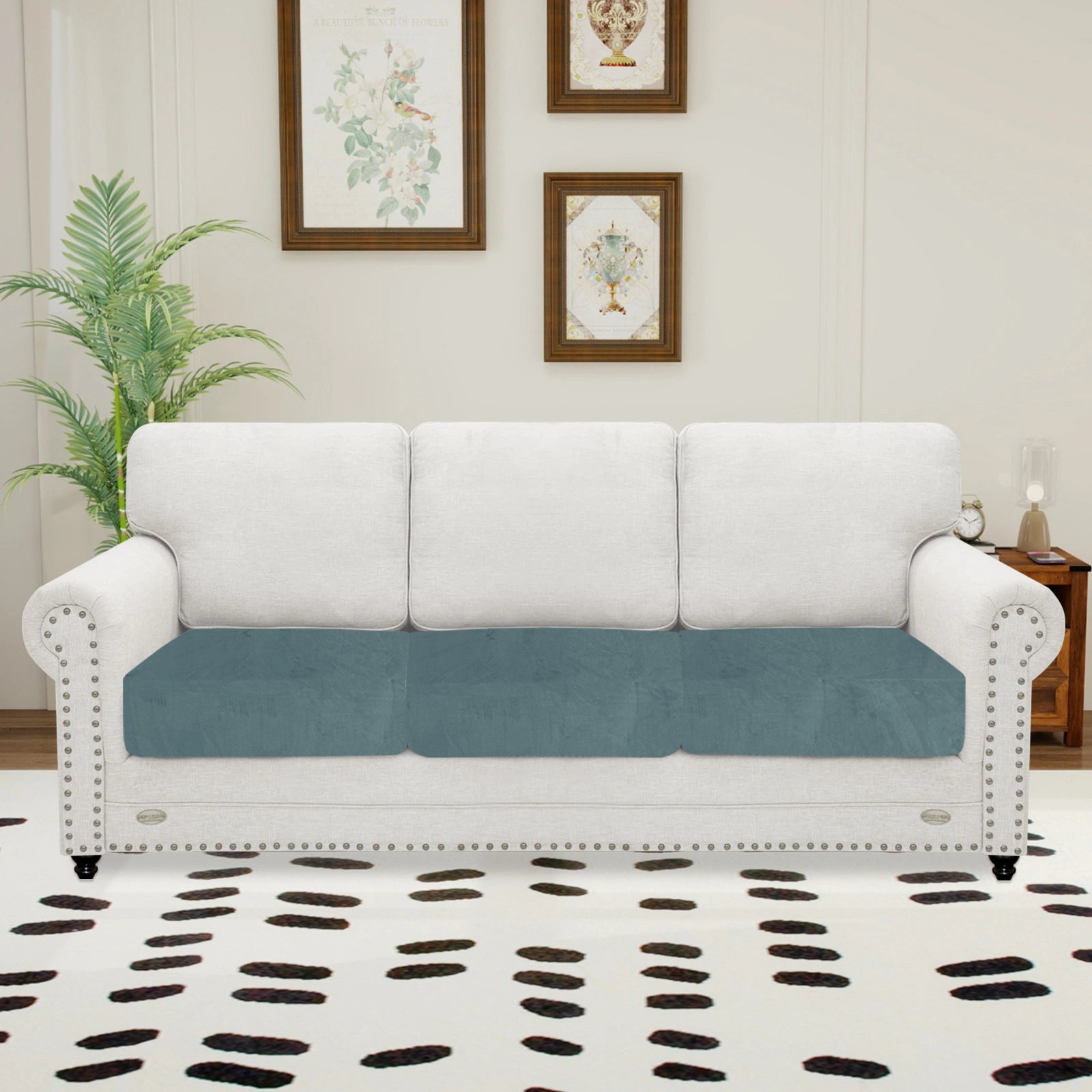 YSTYLE 3 Pieces Velvet Stretch Sofa Seat Cover 1 Seater Anti Slip-YSTYLE