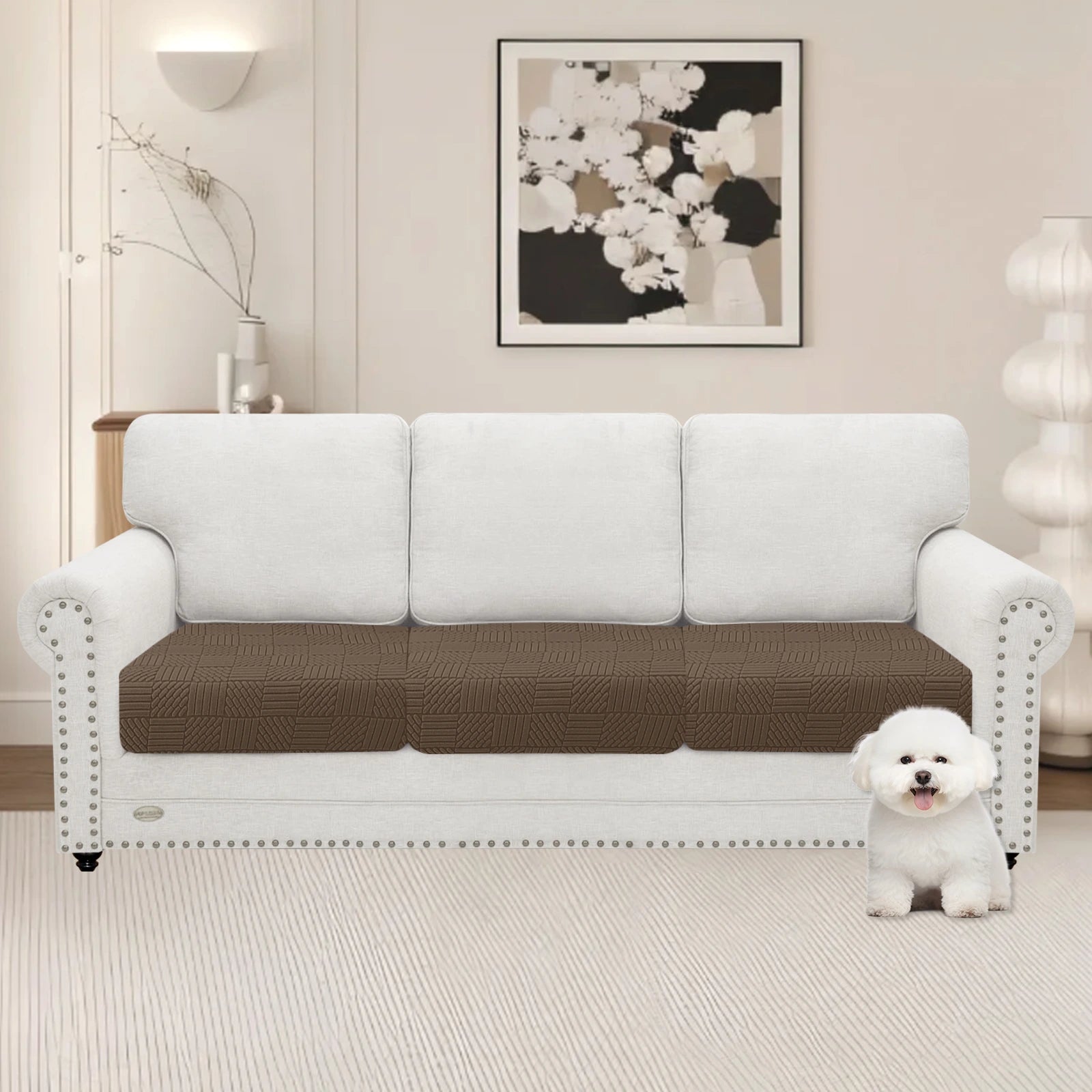 YSTYLE 3 Pieces Sofa Cushion Cover – Stretch Fit, Elastic Bottom, Universal Use, Anti-Slip, Full Protection-Five Line