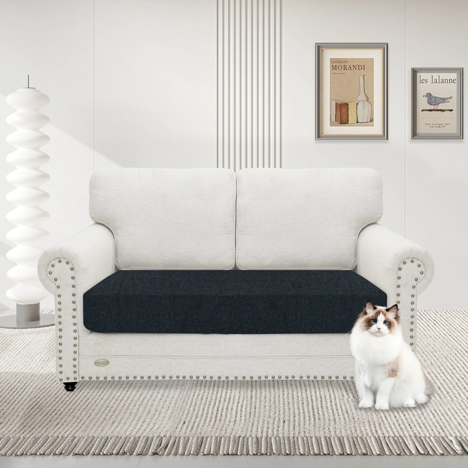 YSTYLE 2 Seater WaterProof Cushion Cover – Stretch Fit, Anti-Slip, Elastic, Washable, Universal Use-Ripple