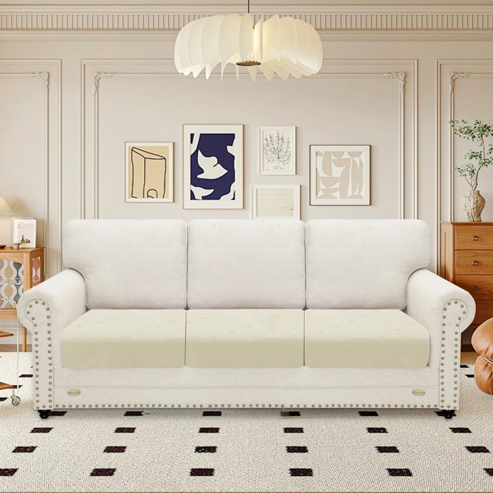 YSTYLE 3 Pieces Stretch Sofa Seat Cushion Cover Large 1 Seater Anti Slip-YSTYLE