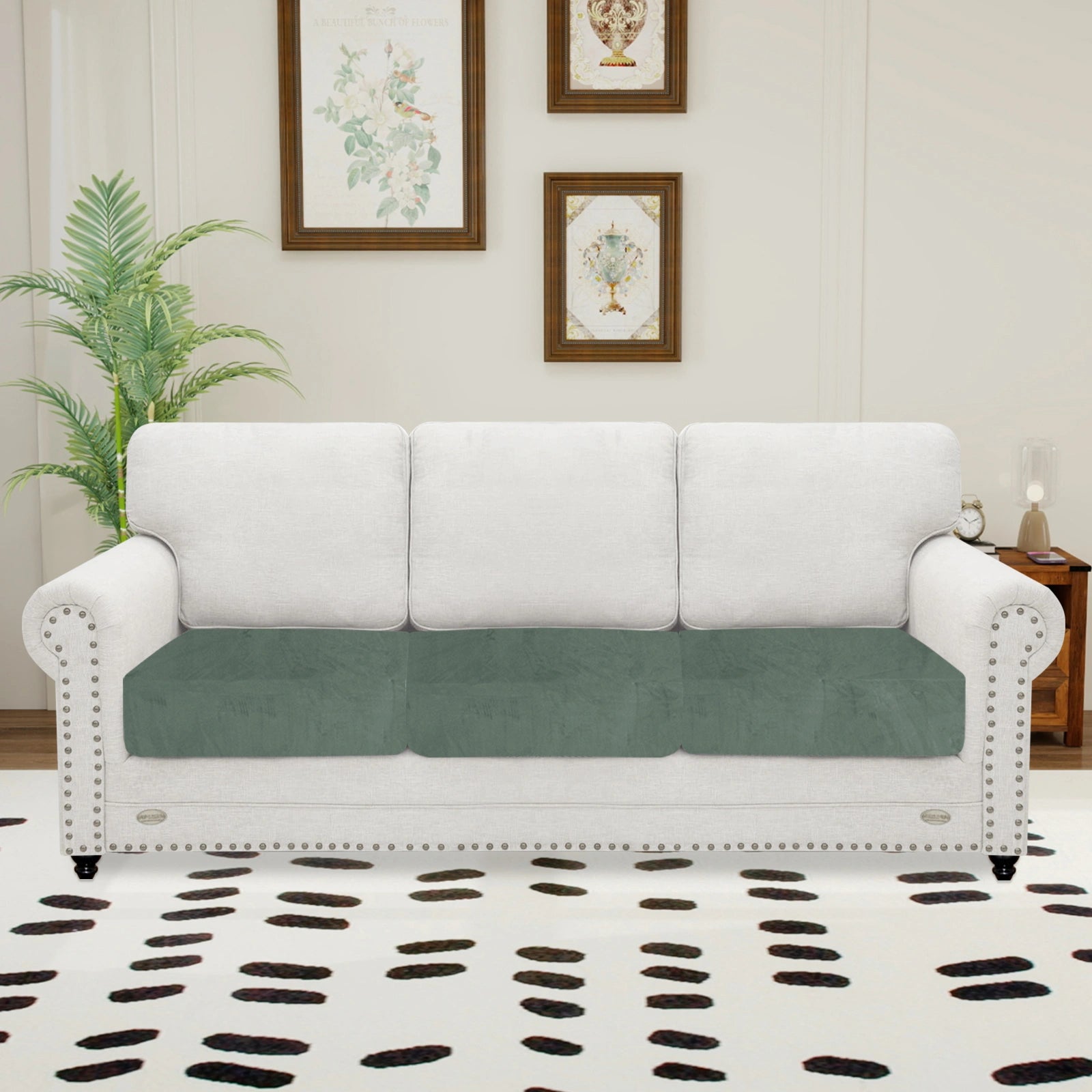 YSTYLE 3 Pieces Velvet Cushion Cover – Stretch Fit, Anti-Slip, Universal for Separate Sofa Cushions