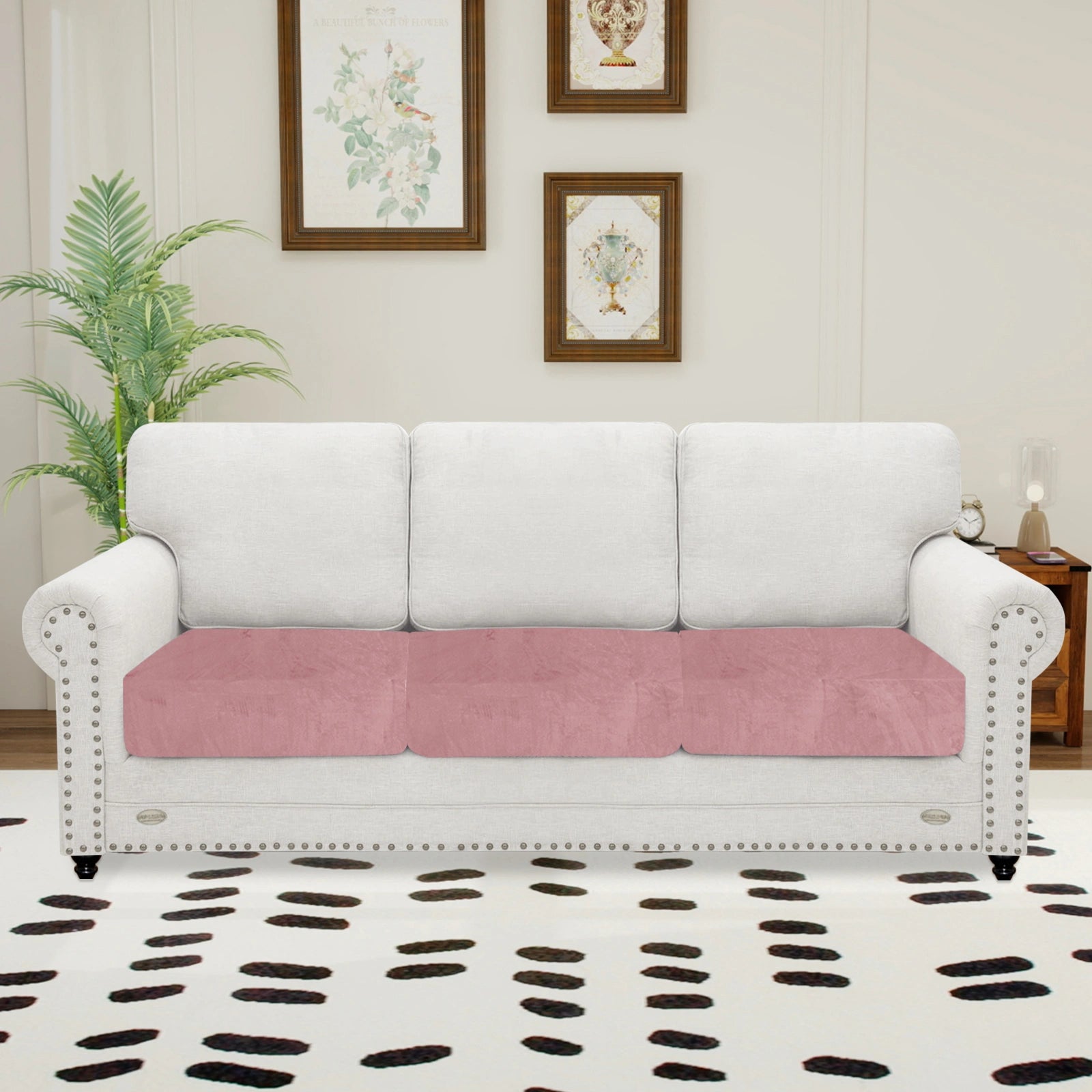 YSTYLE 3 Pieces Velvet Cushion Cover – Stretch Fit, Anti-Slip, Universal for Separate Sofa Cushions