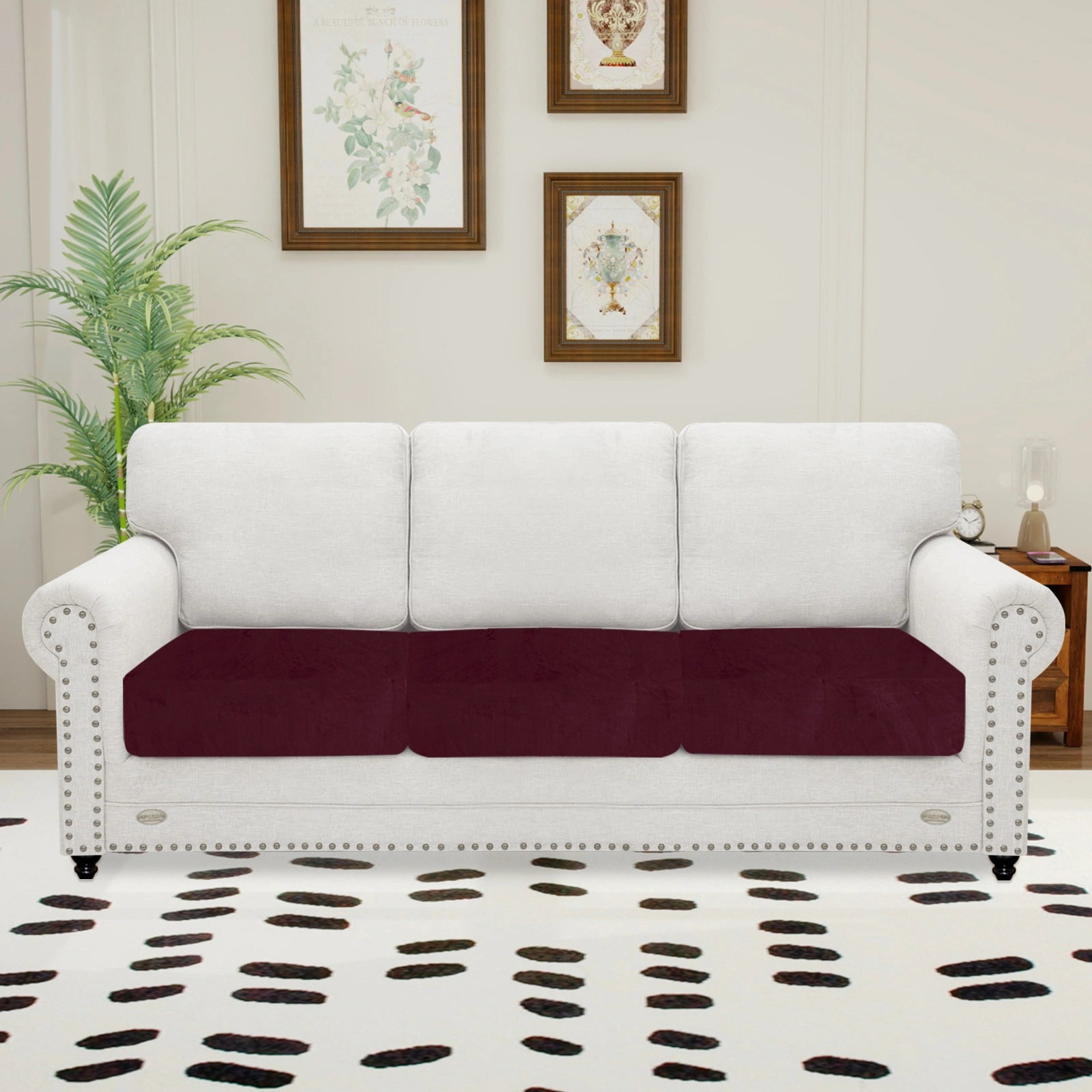 YSTYLE 3 Pieces Velvet Stretch Sofa Seat Cover 1 Seater Anti Slip-YSTYLE