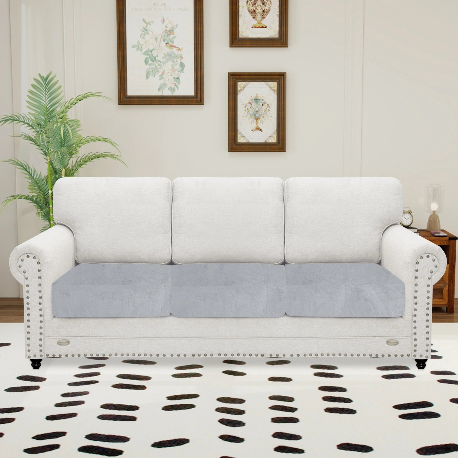 YSTYLE 3 Pieces Velvet Stretch Sofa Seat Cover 1 Seater Anti Slip-YSTYLE