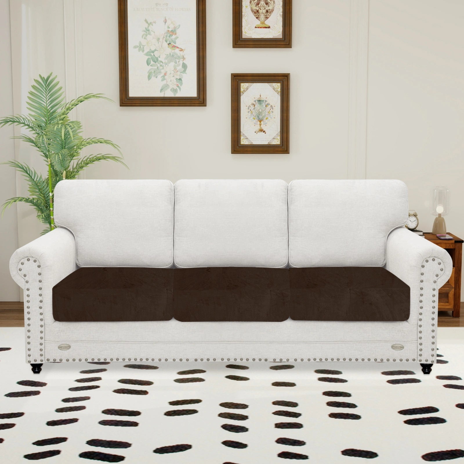 YSTYLE 3 Pieces Velvet Cushion Cover – Stretch Fit, Anti-Slip, Universal for Separate Sofa Cushions