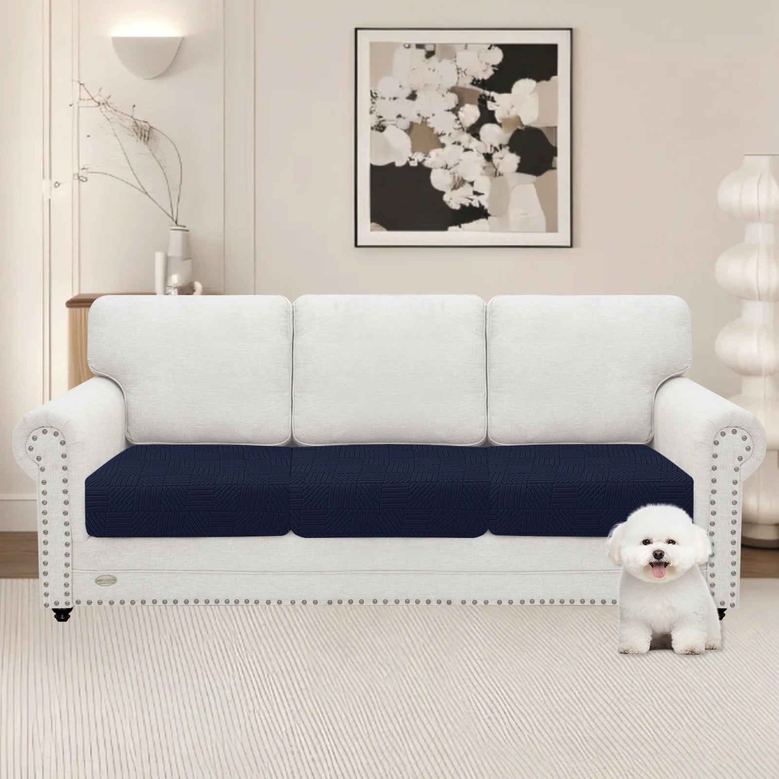 YSTYLE 3 Pieces Sofa Cushion Cover – Stretch Fit, Elastic Bottom, Universal Use, Anti-Slip, Full Protection-Five Line