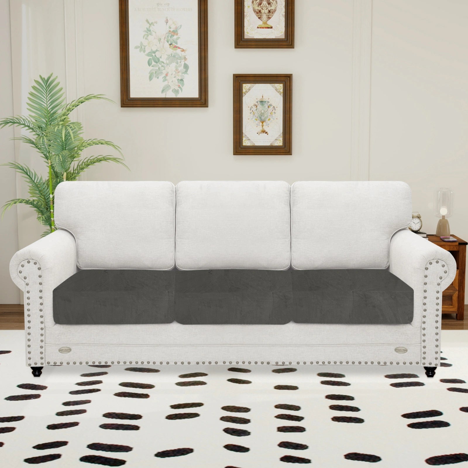 YSTYLE 3 Pieces Velvet Stretch Sofa Seat Cover 1 Seater Anti Slip-YSTYLE