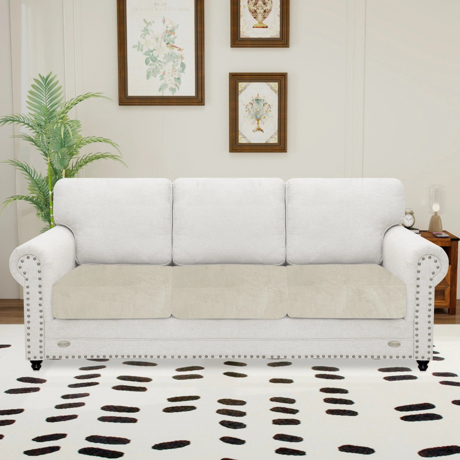 YSTYLE 3 Pieces Velvet Stretch Sofa Seat Cover 1 Seater Anti Slip-YSTYLE