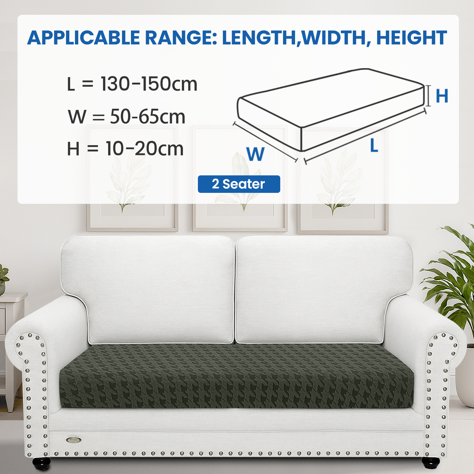 Ystyle 2-Seat Elastic Universal Sofa Seat Cushion Covers, Non-Slip Washable & Super Soft Slipcovers