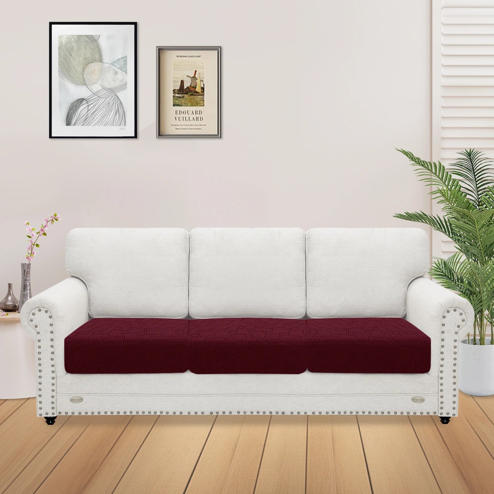 YSTYLE 3 Pieces Stretch Sofa Seat Cover 1 Seater Geometric Anti Slip-YSTYLE