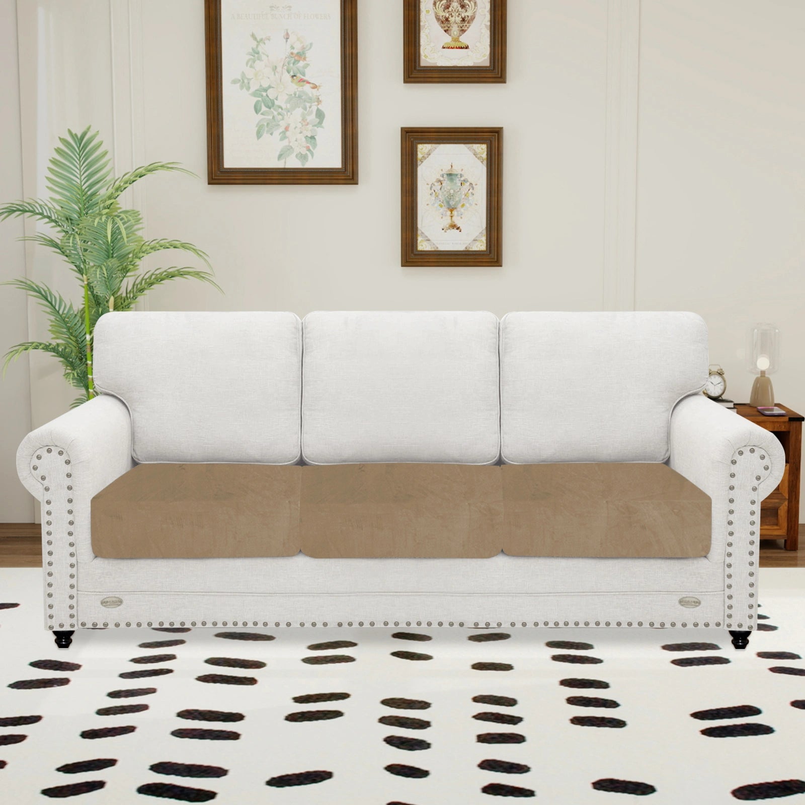 YSTYLE 3 Pieces Velvet Stretch Sofa Seat Cover 1 Seater Anti Slip-YSTYLE