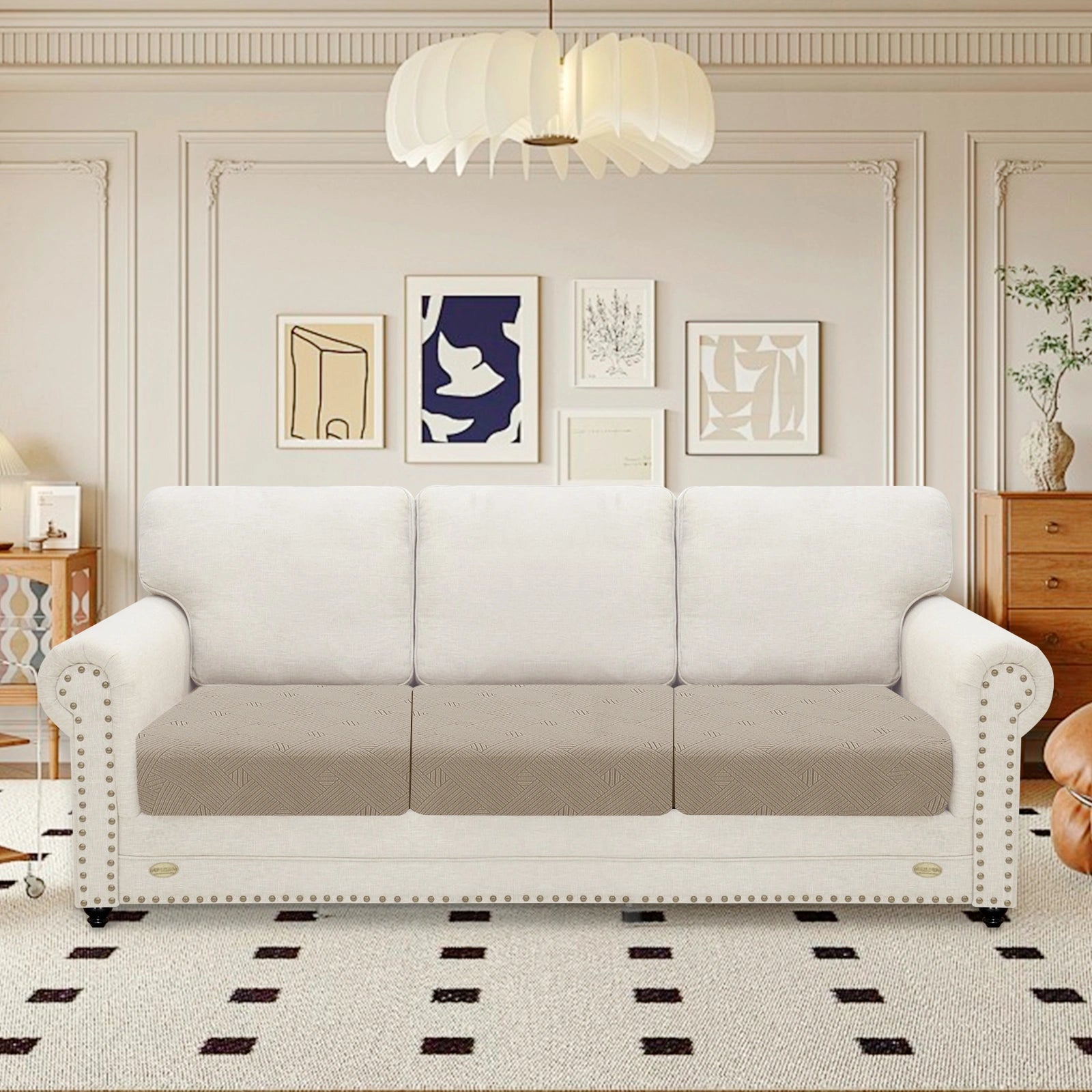 YSTYLE 3 Pieces Stretch Sofa Seat Cushion Cover Large 1 Seater Anti Slip-YSTYLE