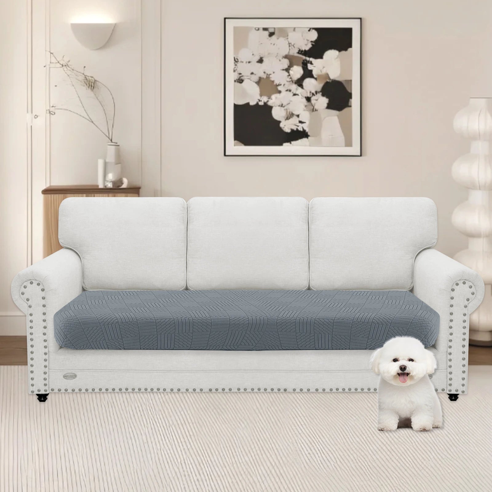 YSTYLE 3 Seater Sofa Cushion Cover – Stretch Fit, Elastic Bottom, Universal Use, Anti-Slip, Full Protection-Five Line