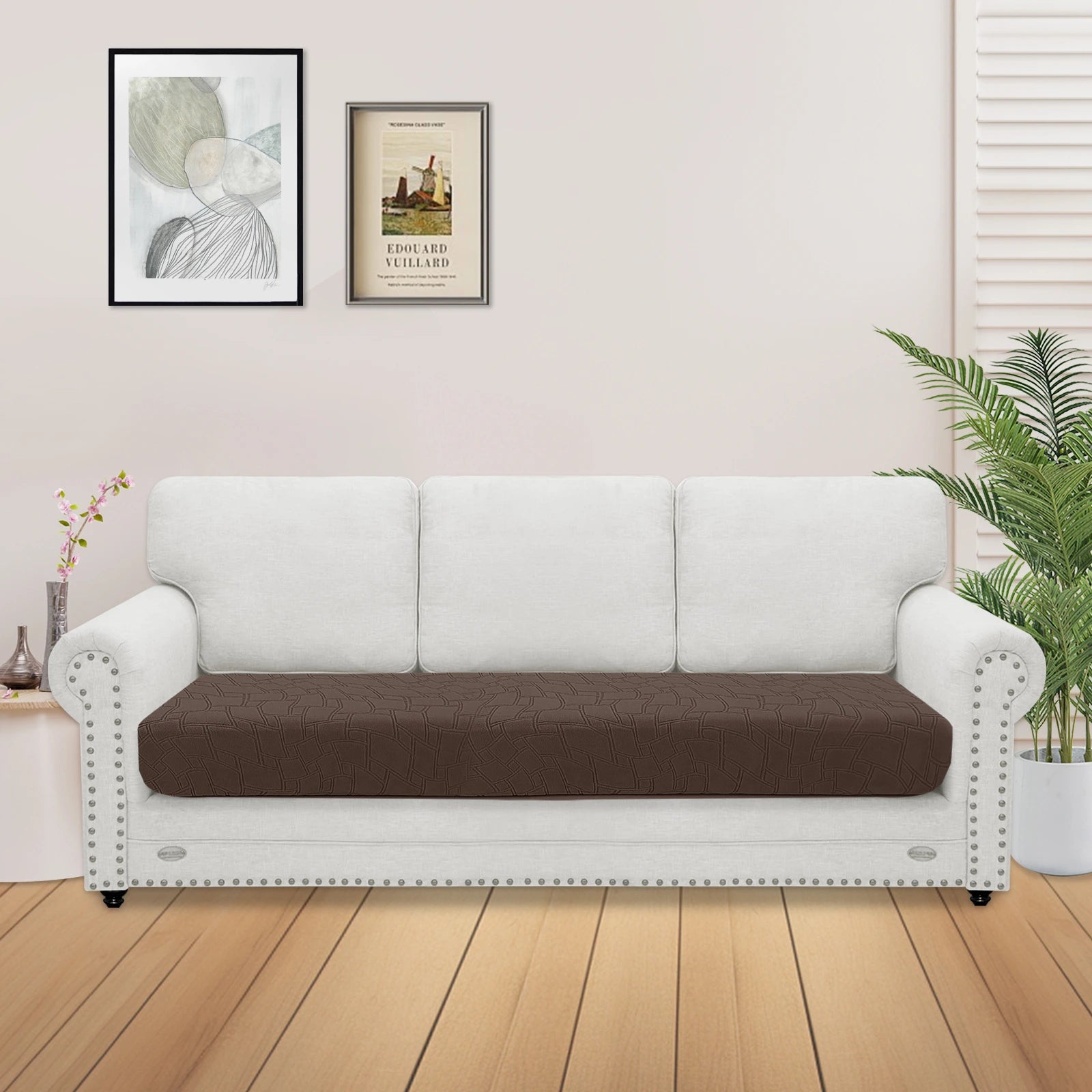 YSTYLE 3 Seater Sofa Cushion Cover – Stretch Fit, Anti-Slip, Geometric Design, Universal Use, Washable-MouthPiece