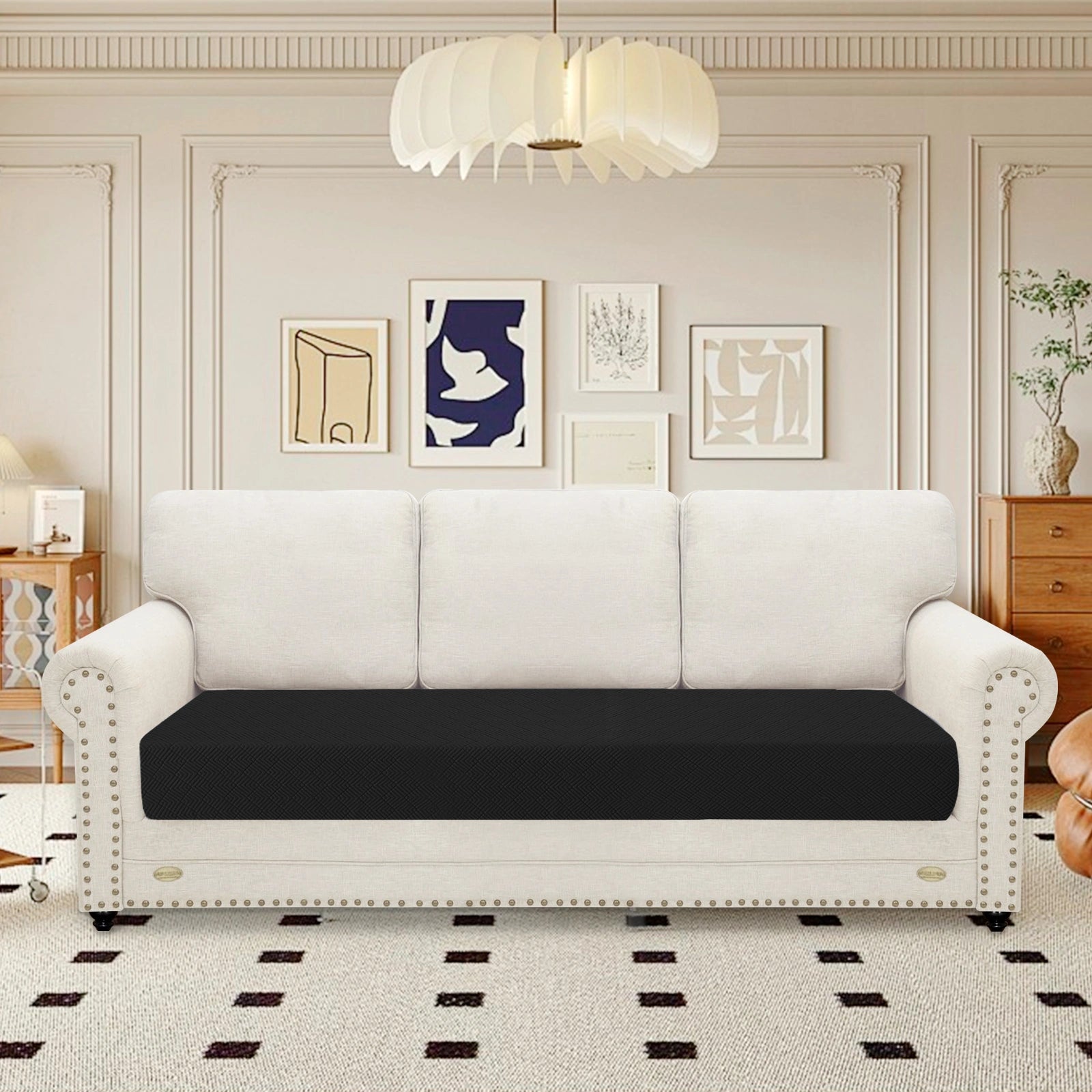 Tapete para asiento de sofá de 3 plazas YSTYLE - Ajuste elástico, uso universal, antideslizante, resistente a arañazos, diseño geométrico - Romboide