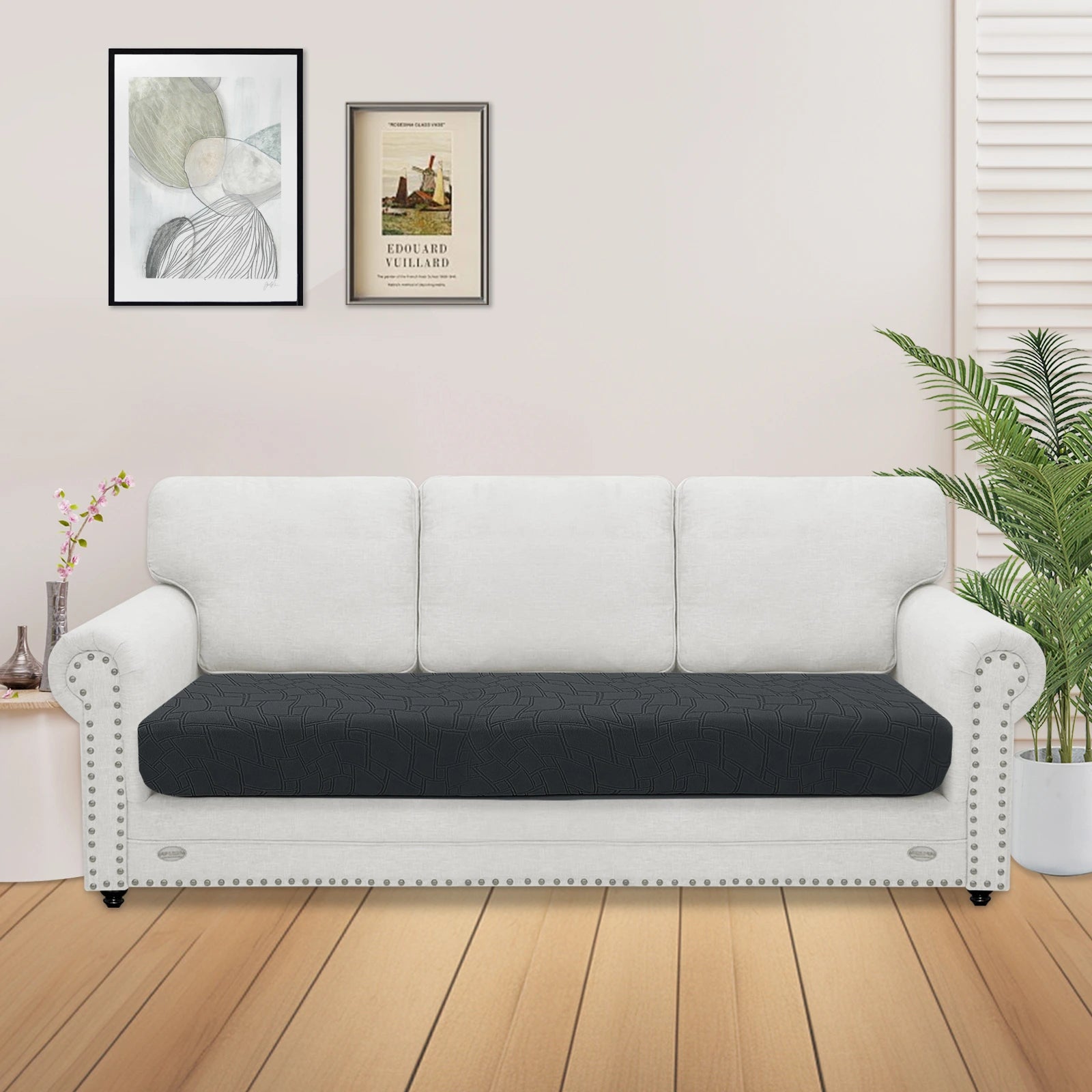 YSTYLE 3 Seater Sofa Cushion Cover – Stretch Fit, Anti-Slip, Geometric Design, Universal Use, Washable-MouthPiece