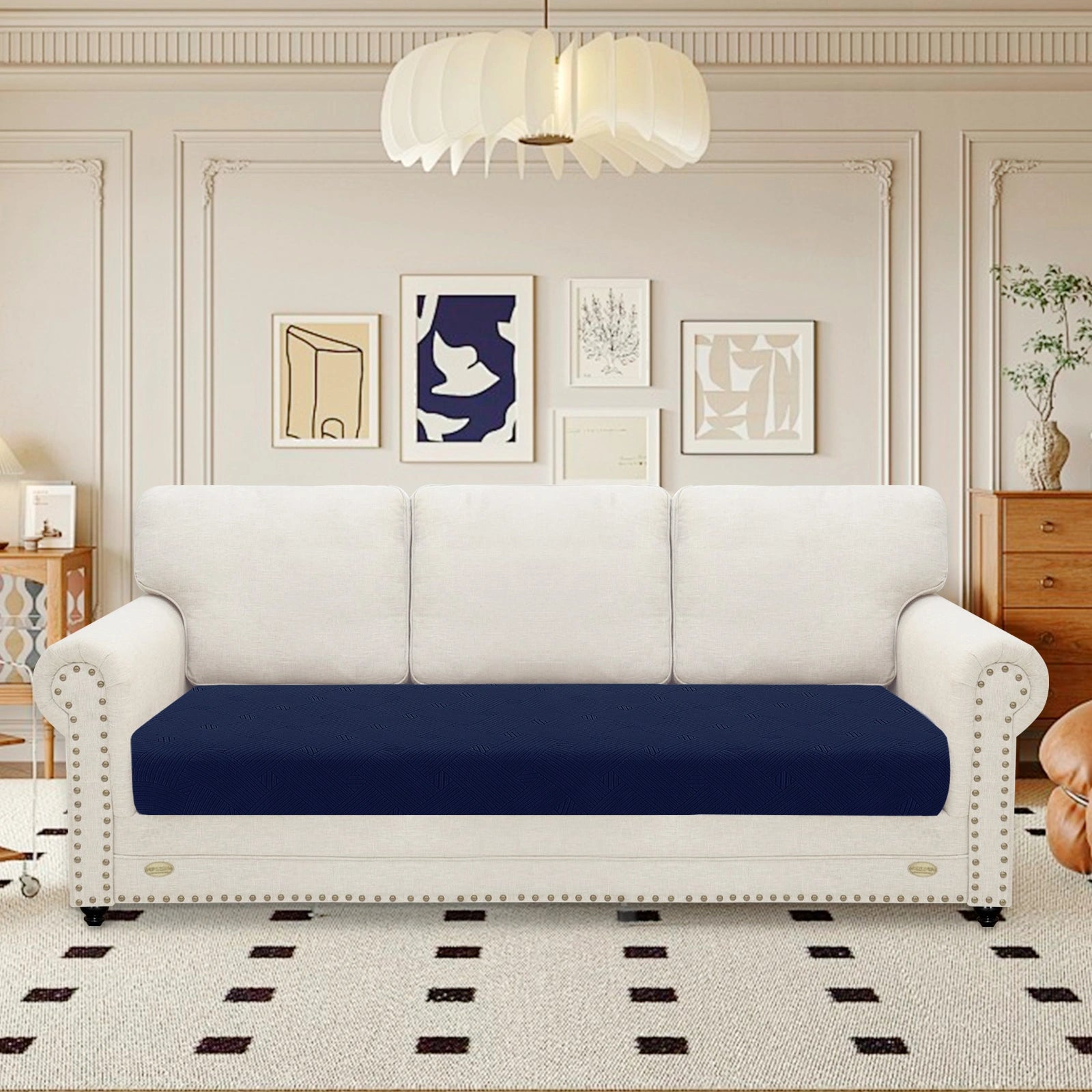 YSTYLE Sofa 3 Seater Cushion Cover – Stretch Fit, Anti-Slip, Geometric Pattern, Universal Use, Full Protection-Intertwined Pattern