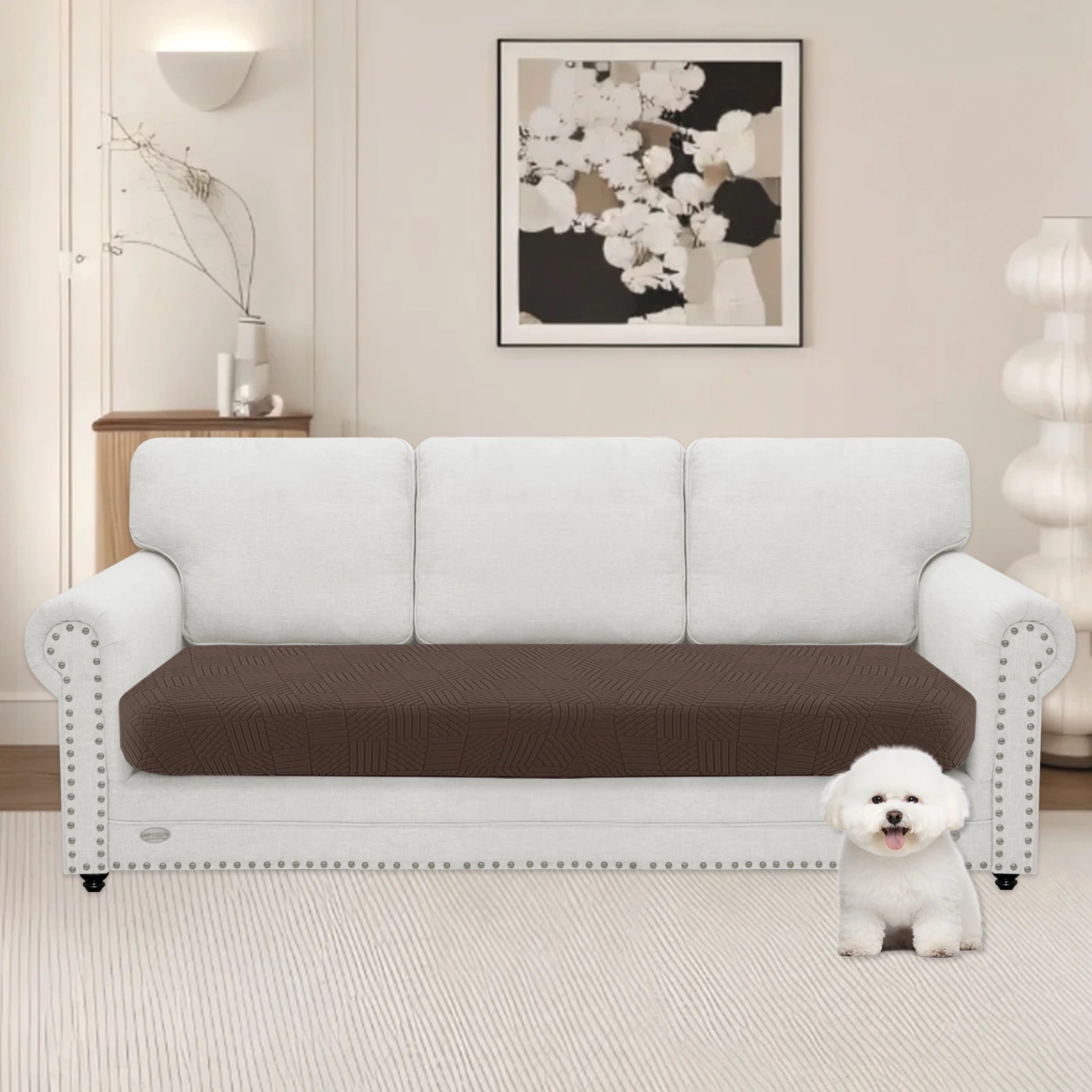 YSTYLE 3 Seater Sofa Cushion Cover – Stretch Fit, Elastic Bottom, Universal Use, Anti-Slip, Full Protection-Five Line