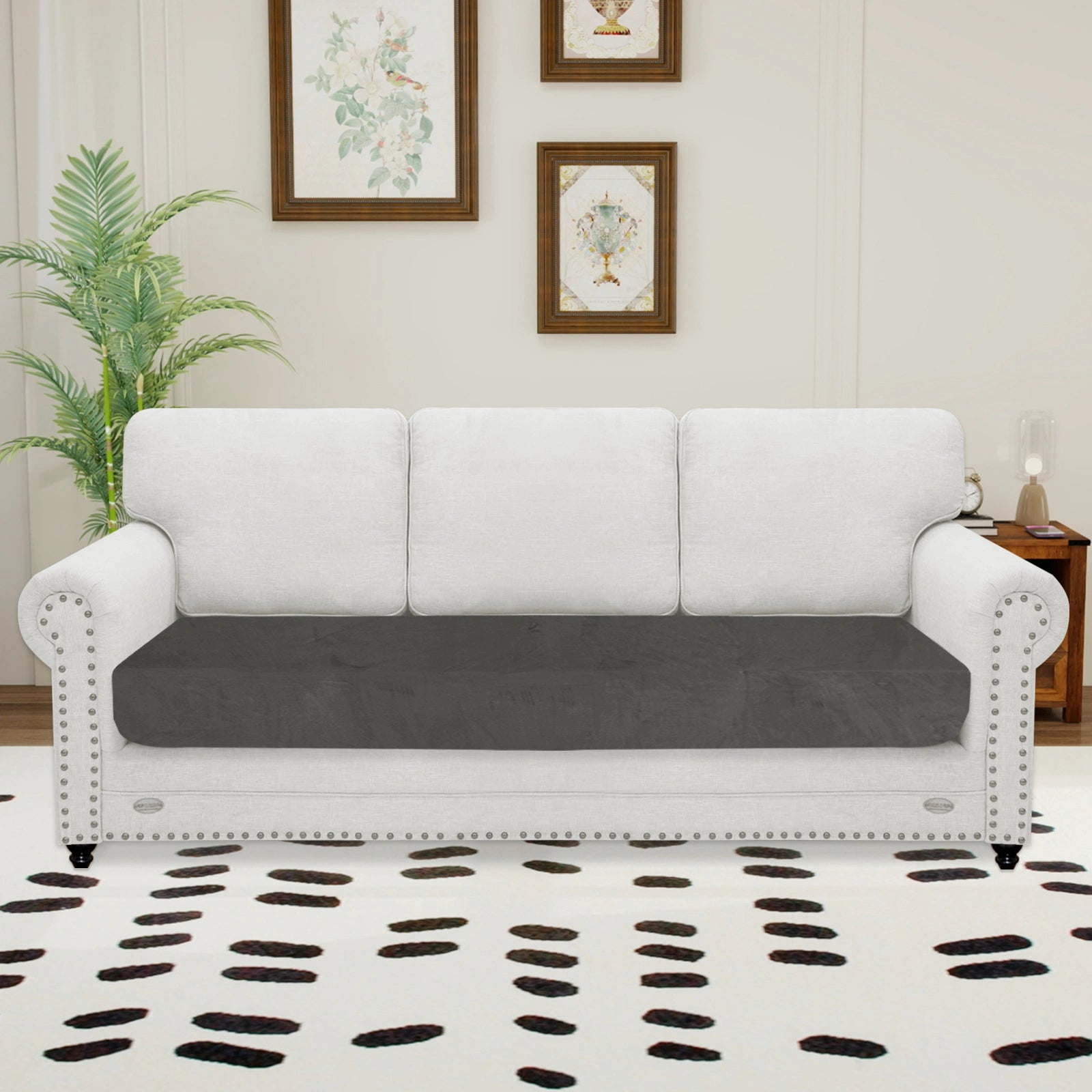 YSTYLE 3 Seater Velvet Cushion Cover – Stretch Fit, Anti-Slip, Universal for Separate Sofa Cushions