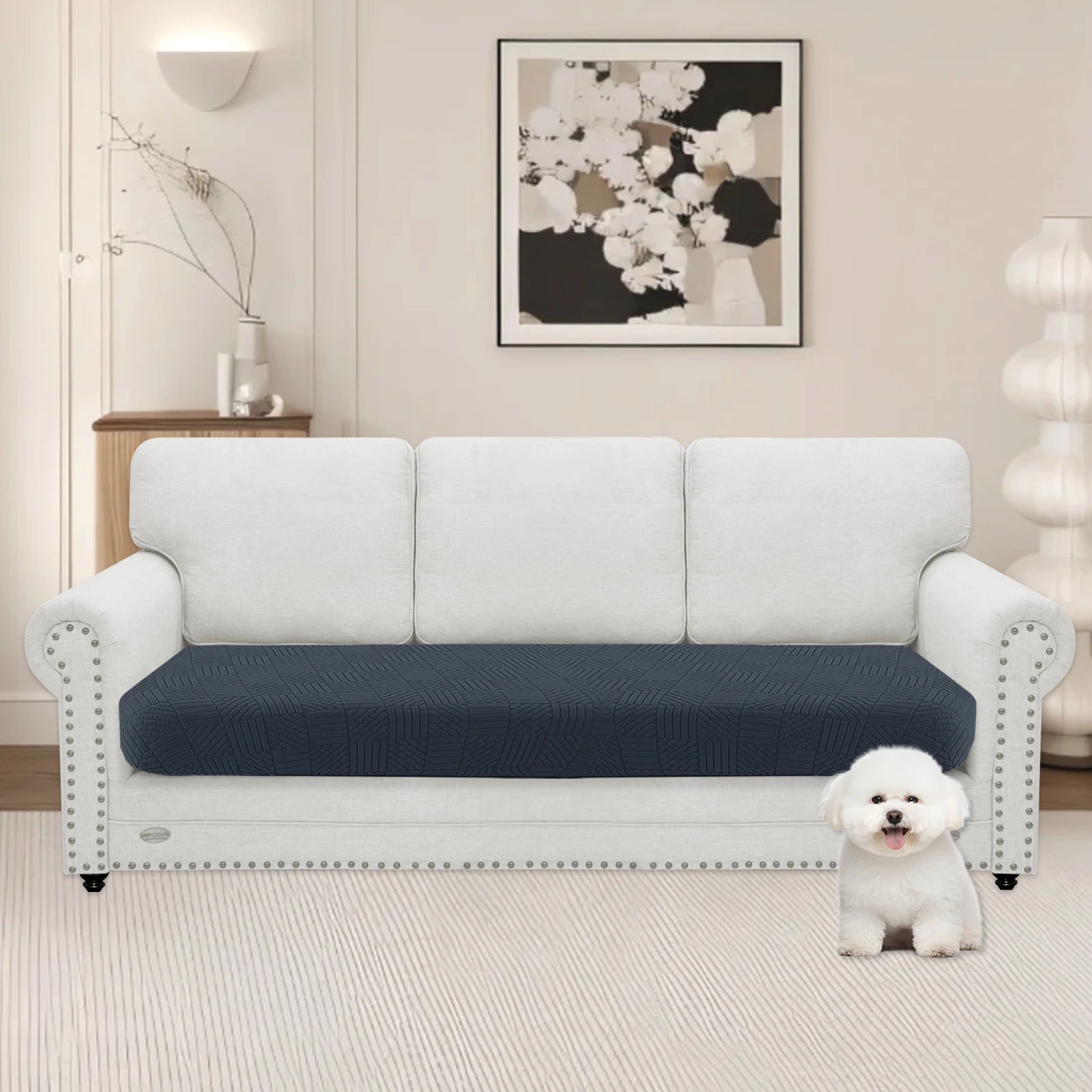 YSTYLE 3 Seater Sofa Cushion Cover – Stretch Fit, Elastic Bottom, Universal Use, Anti-Slip, Full Protection-Five Line