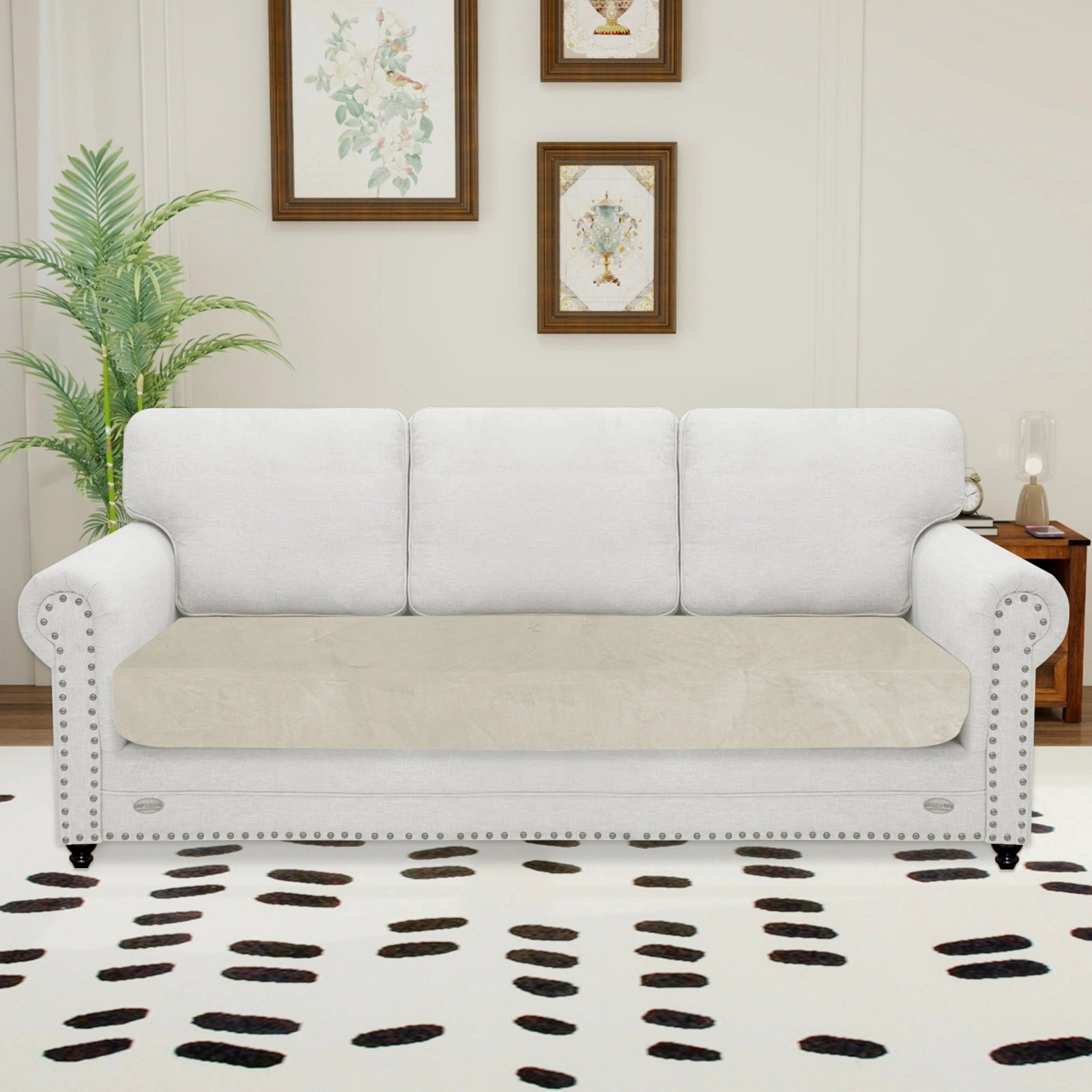 YSTYLE 3 Seater Velvet Cushion Cover – Stretch Fit, Anti-Slip, Universal for Separate Sofa Cushions