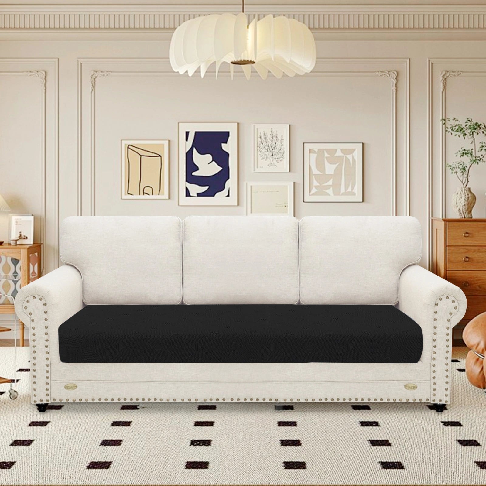 YSTYLE Sofa 3 Seater Cushion Cover – Stretch Fit, Anti-Slip, Geometric Pattern, Universal Use, Full Protection-Intertwined Pattern