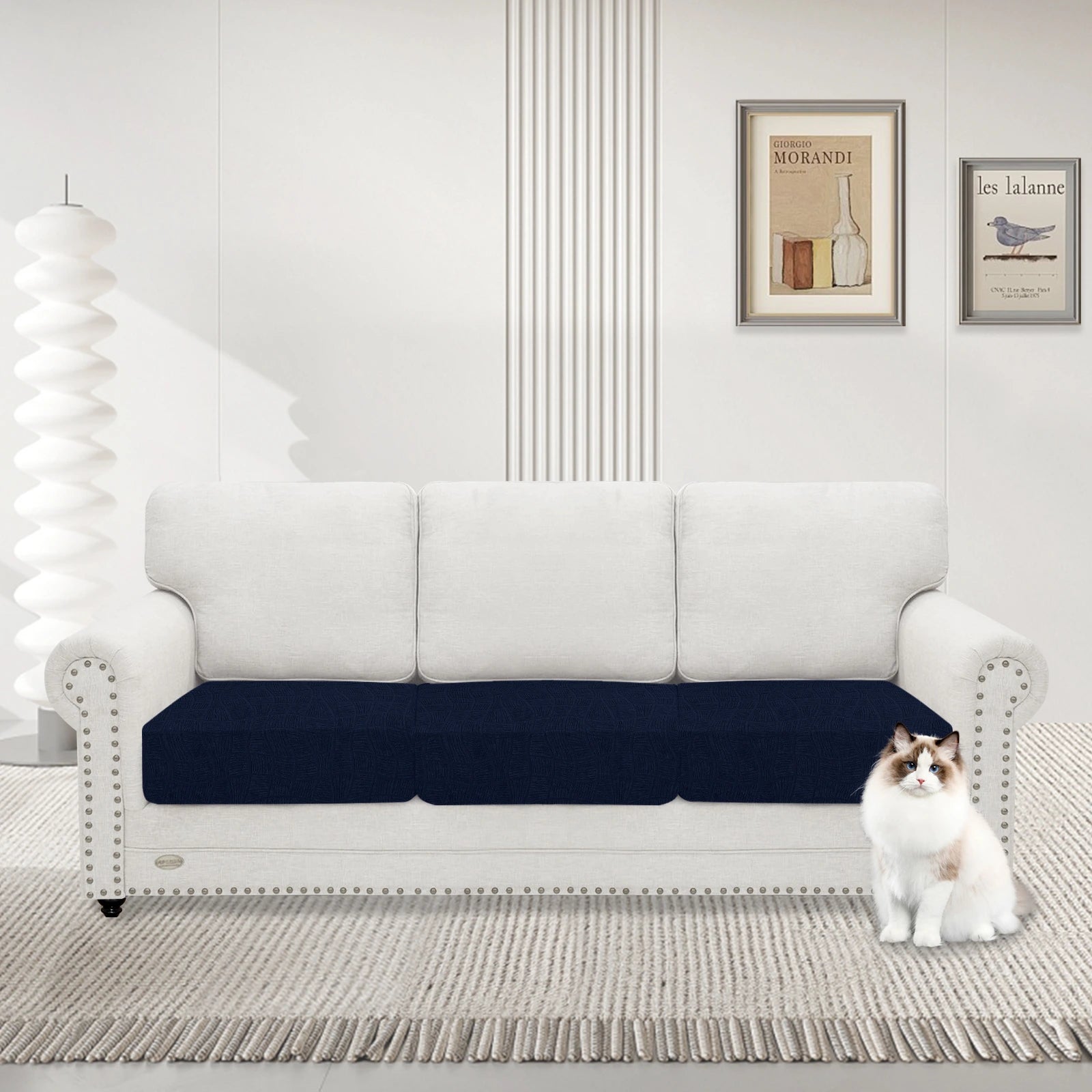 YSTYLE 3 Pieces WaterProof Cushion Cover – Stretch Fit, Anti-Slip, Elastic, Washable, Universal Use-Ripple