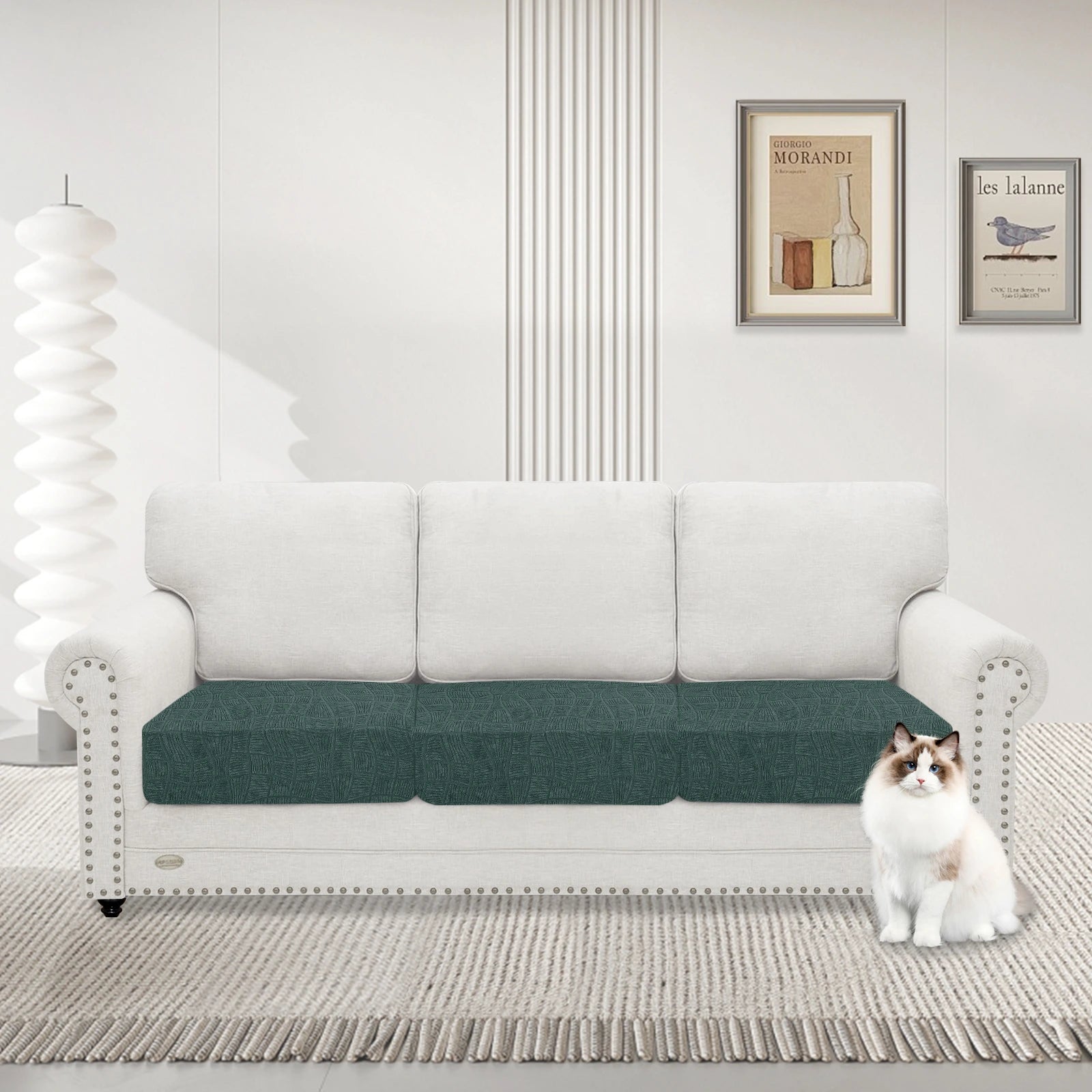 YSTYLE 3 Pieces WaterProof Cushion Cover – Stretch Fit, Anti-Slip, Elastic, Washable, Universal Use-Ripple